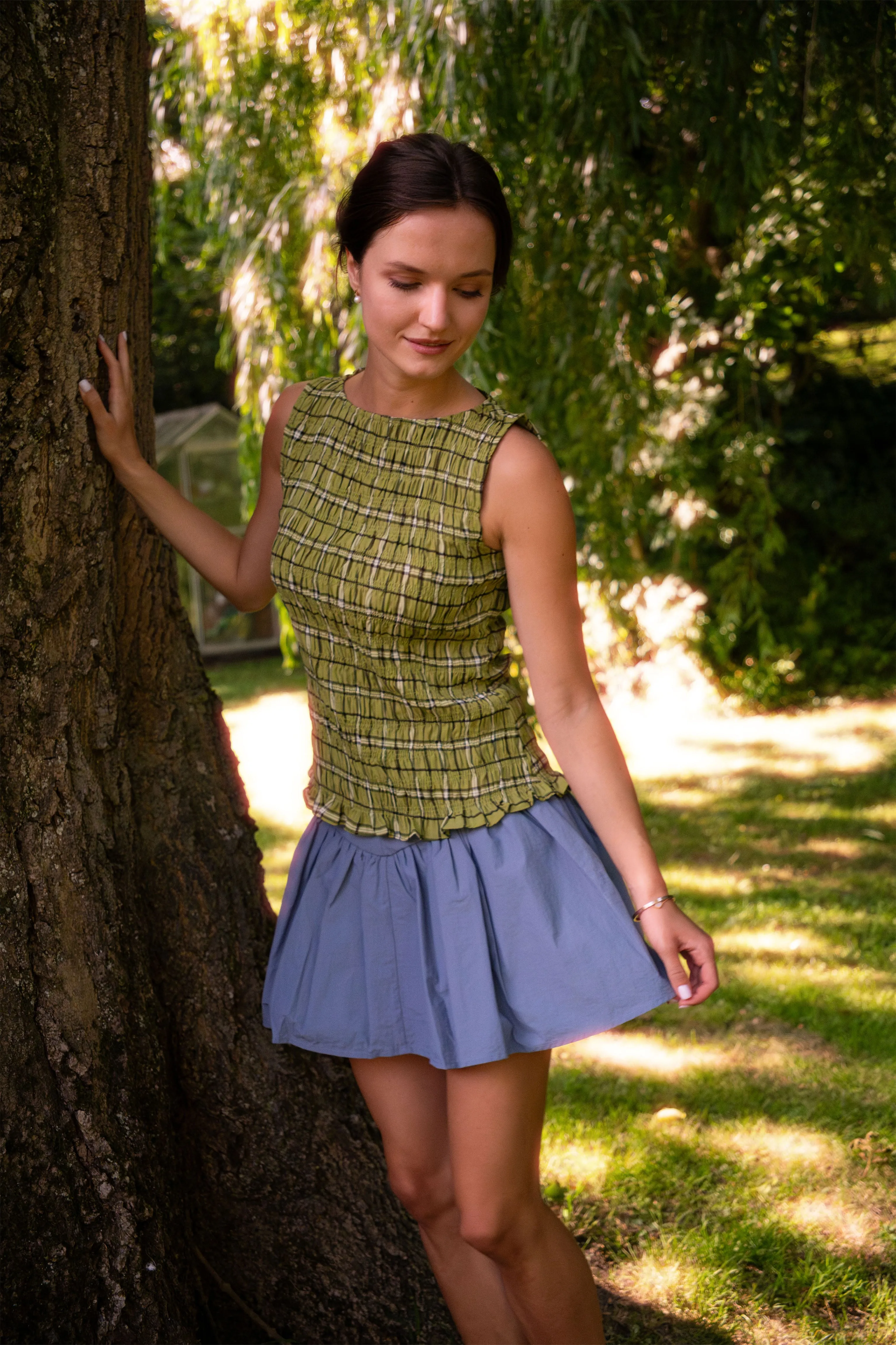 Frida Cornflower Blue Frill Mini Skirt sold by AMYLYNN product image thumbnail 3
