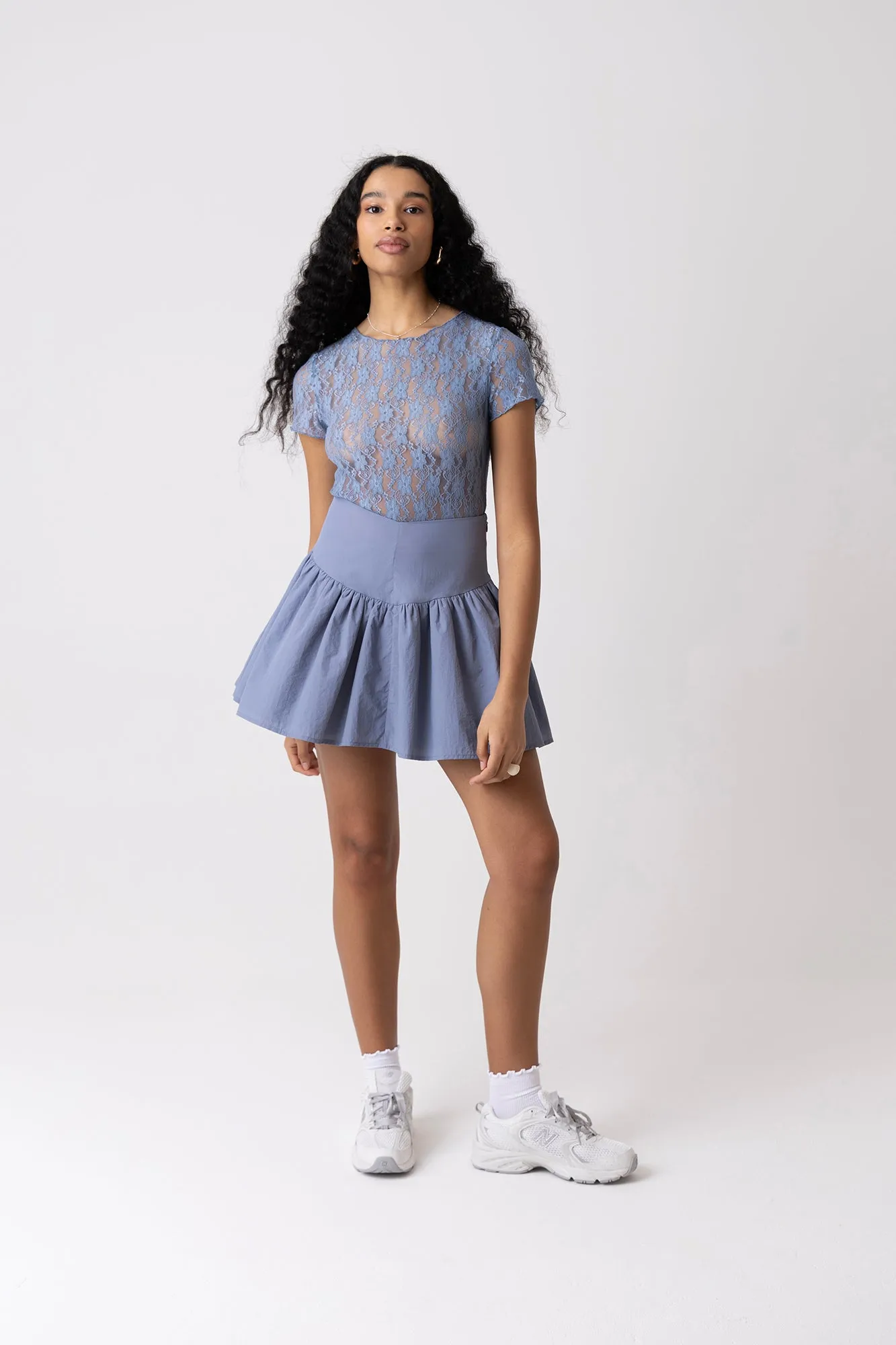 Frida Cornflower Blue Frill Mini Skirt sold by AMYLYNN product image thumbnail 5