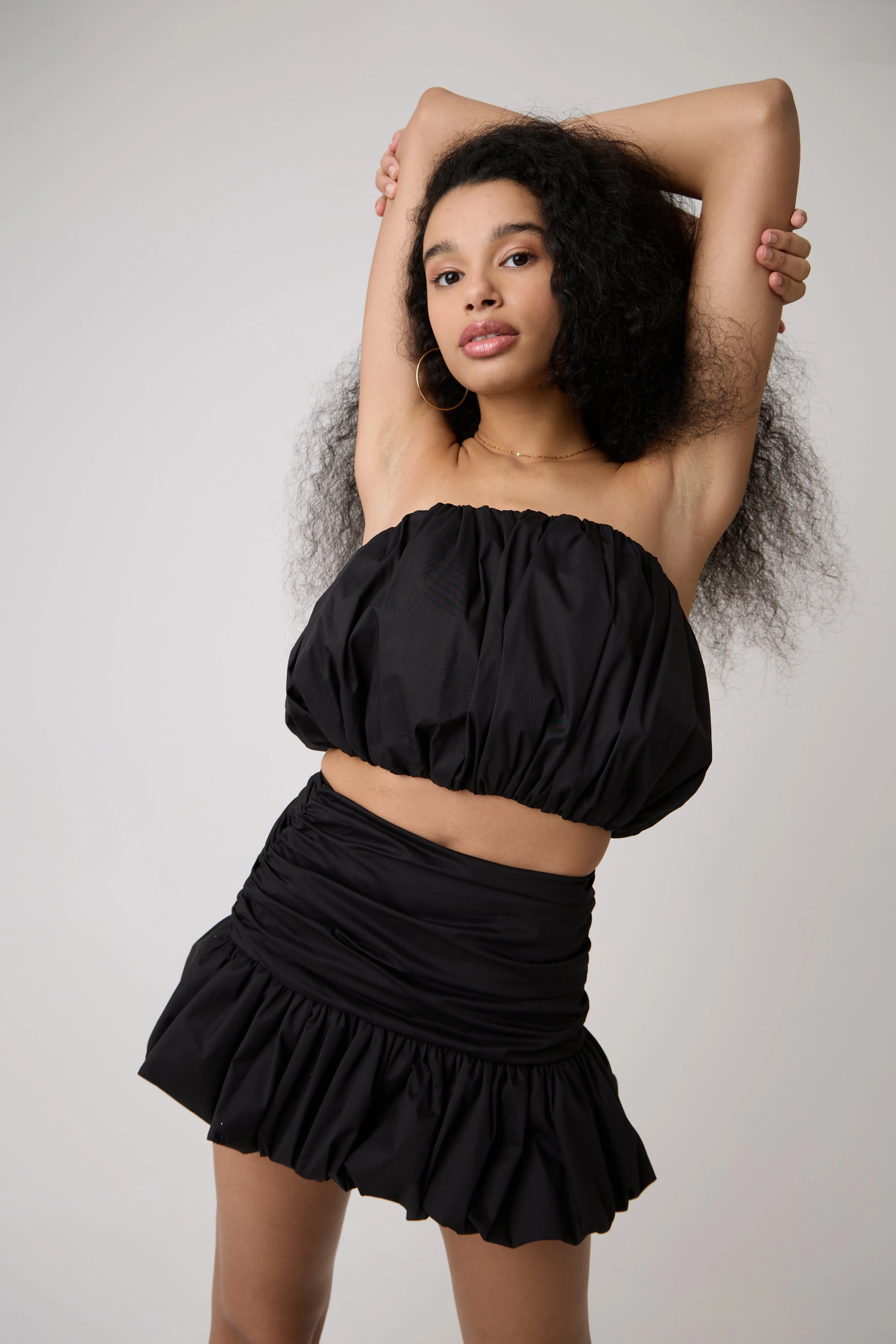 Bonnie Pure Cotton Black Ruche Mini Skirt sold by AMYLYNN product image thumbnail 4