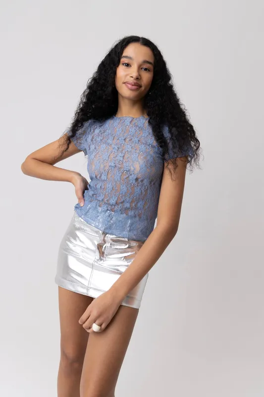 Orla Blue Floral Lace Top sold by AMYLYNN