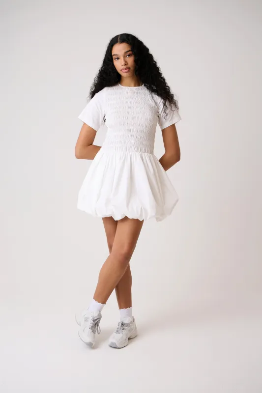Eleanor Pure Cotton White Ultra Mini Puffball Dress sold by AMYLYNN