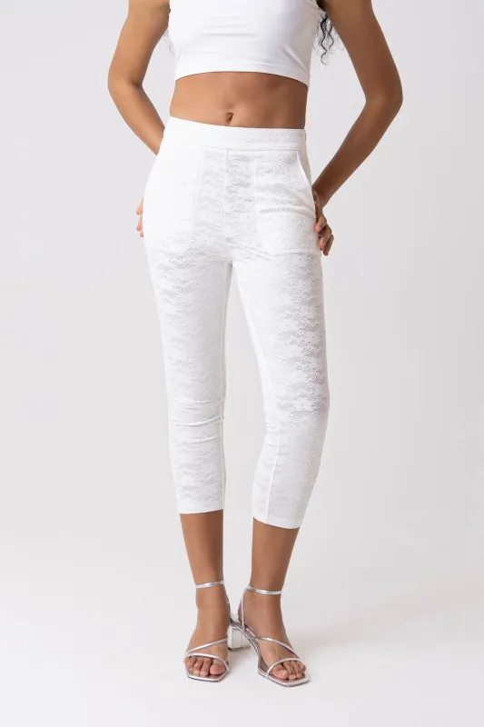 Penny White Lace Capri Pants sold by AMYLYNN