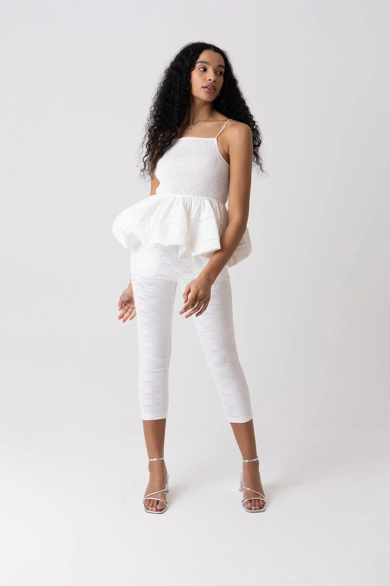 Penny Pure Cotton White Shirred Peplum Top sold by AMYLYNN product image thumbnail 4