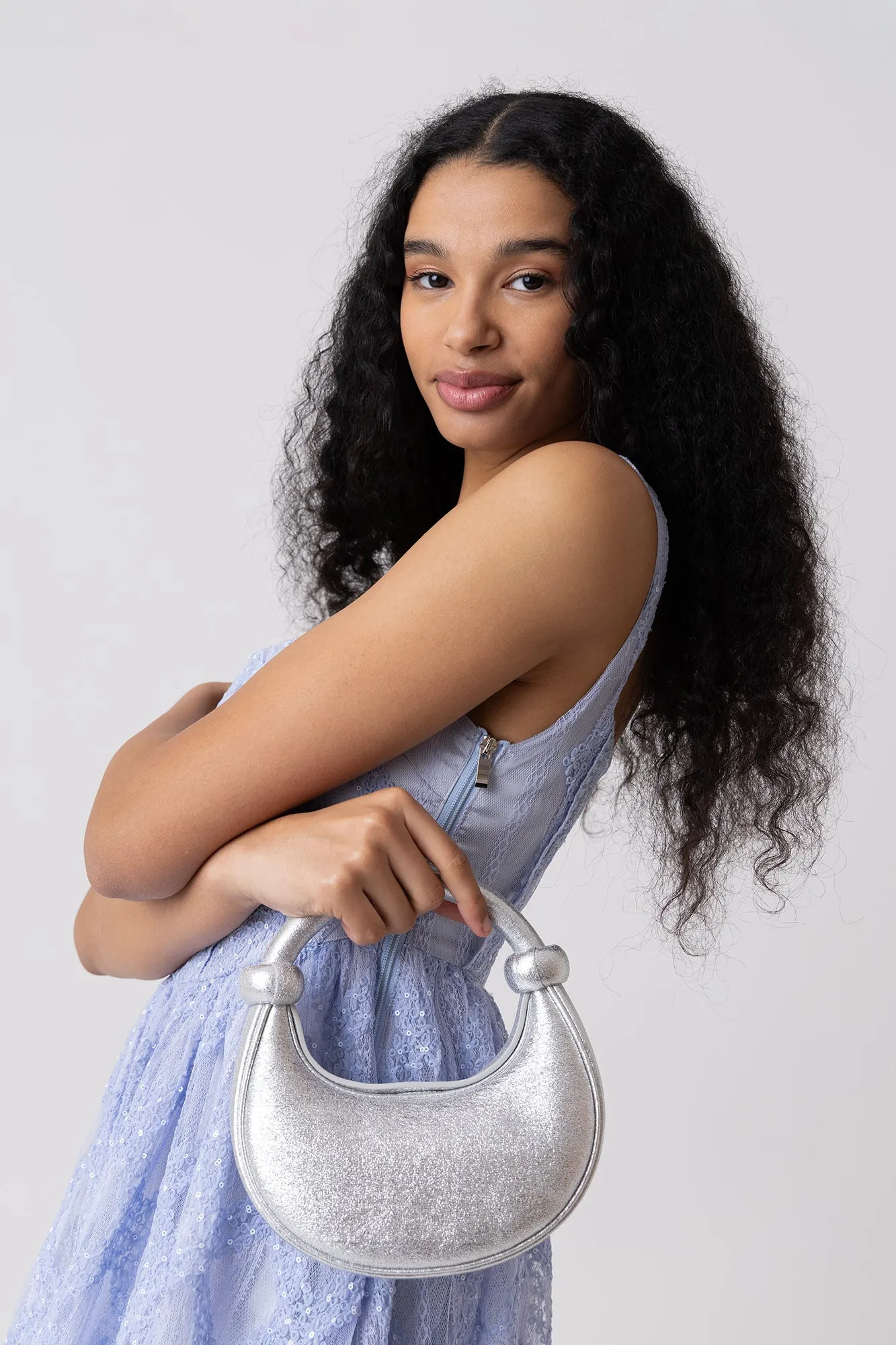 Lisa Blue Lace Embellished Mini Puffball Dress sold by AMYLYNN product image thumbnail 4