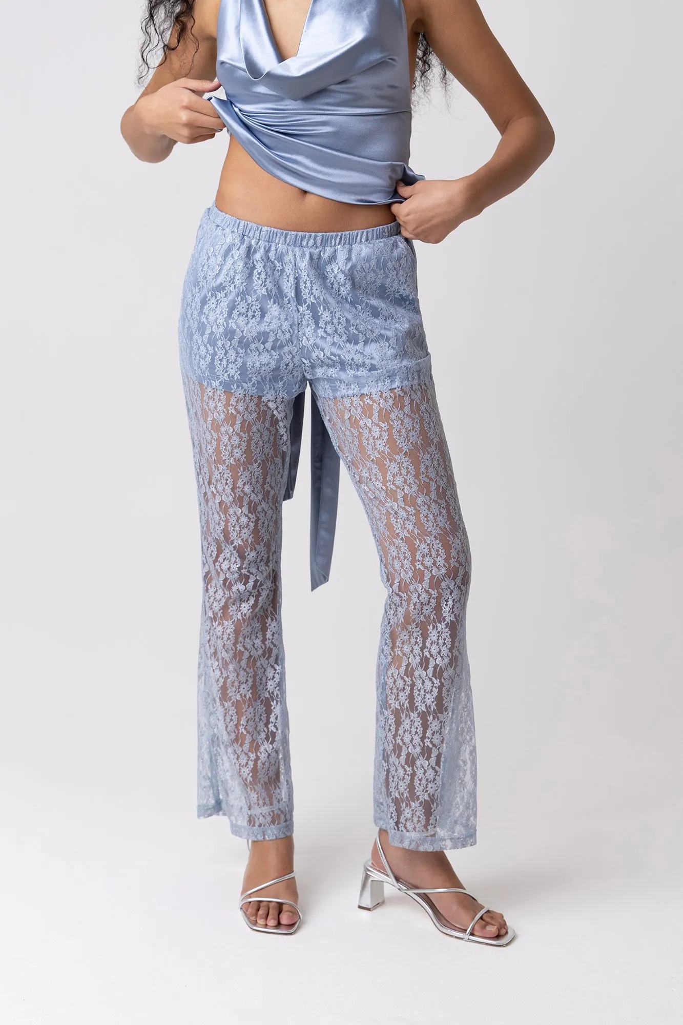 Louella Blue Lace Trousers sold by AMYLYNN
