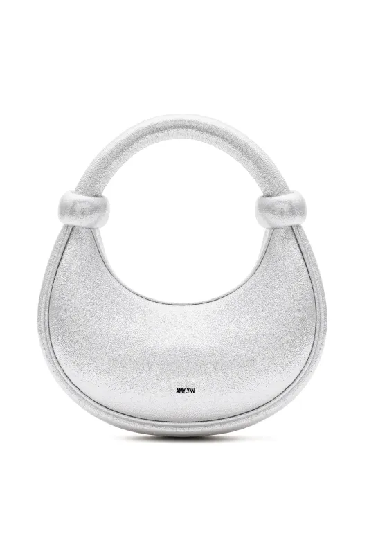 Kyoto Silver Sparkle Leather Crossbody Crescent Bag sold by AMYLYNN