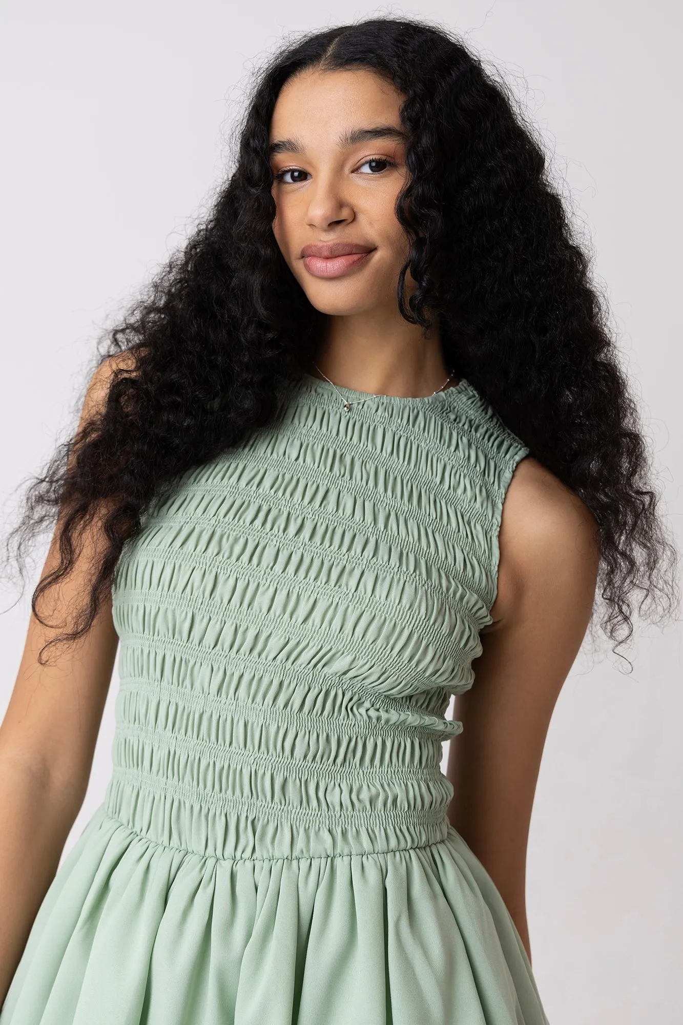 Ella Pure Cotton Mint Mini Puffball Dress sold by AMYLYNN product image thumbnail 2