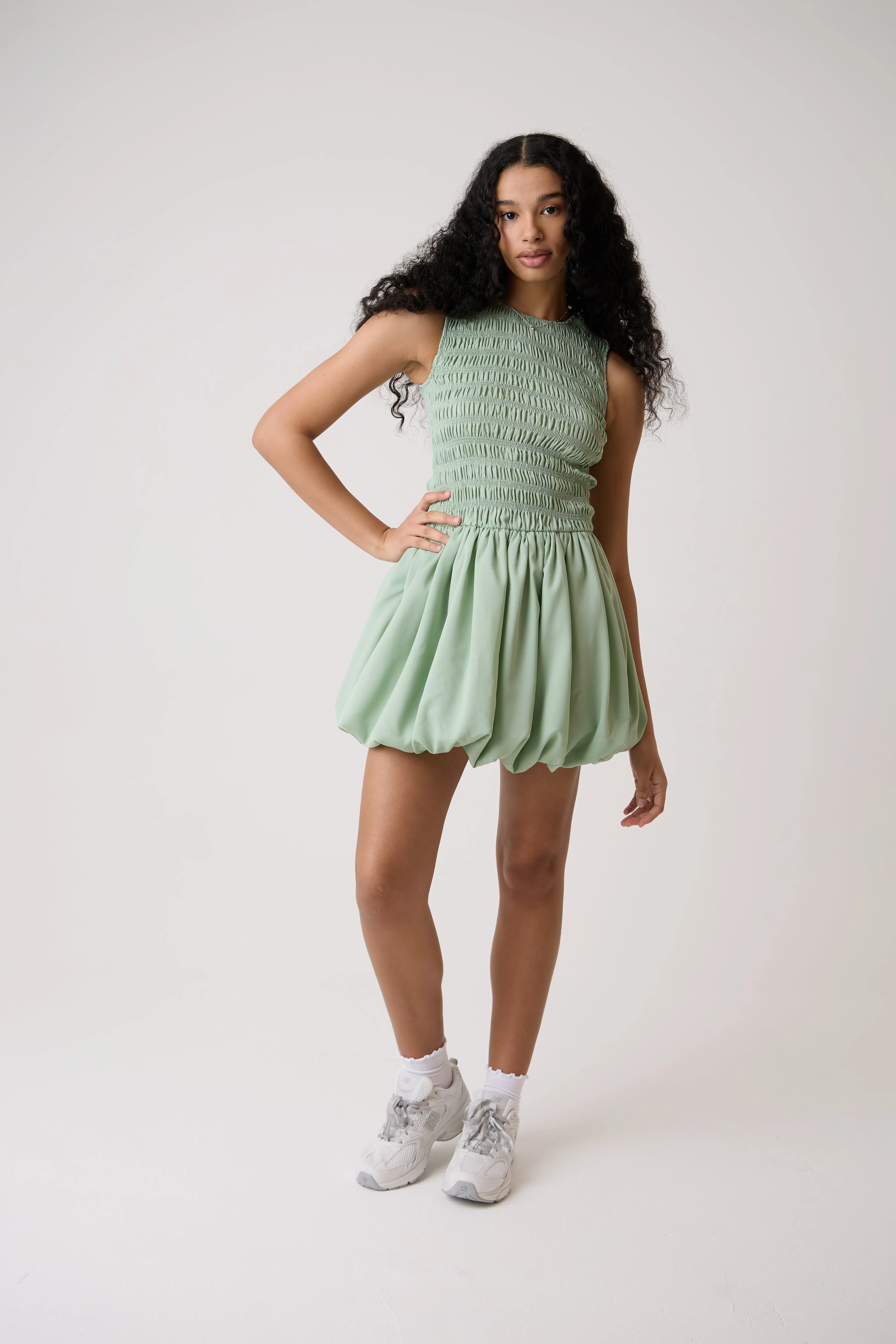 Ella Pure Cotton Mint Mini Puffball Dress sold by AMYLYNN product image thumbnail 3