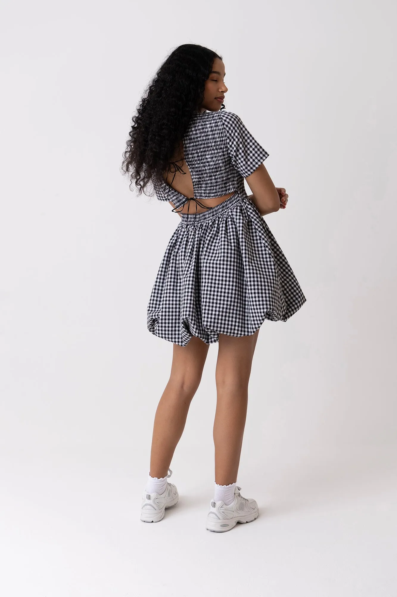 Kiran Black Gingham Mini Puffball Dress sold by AMYLYNN product image thumbnail 4