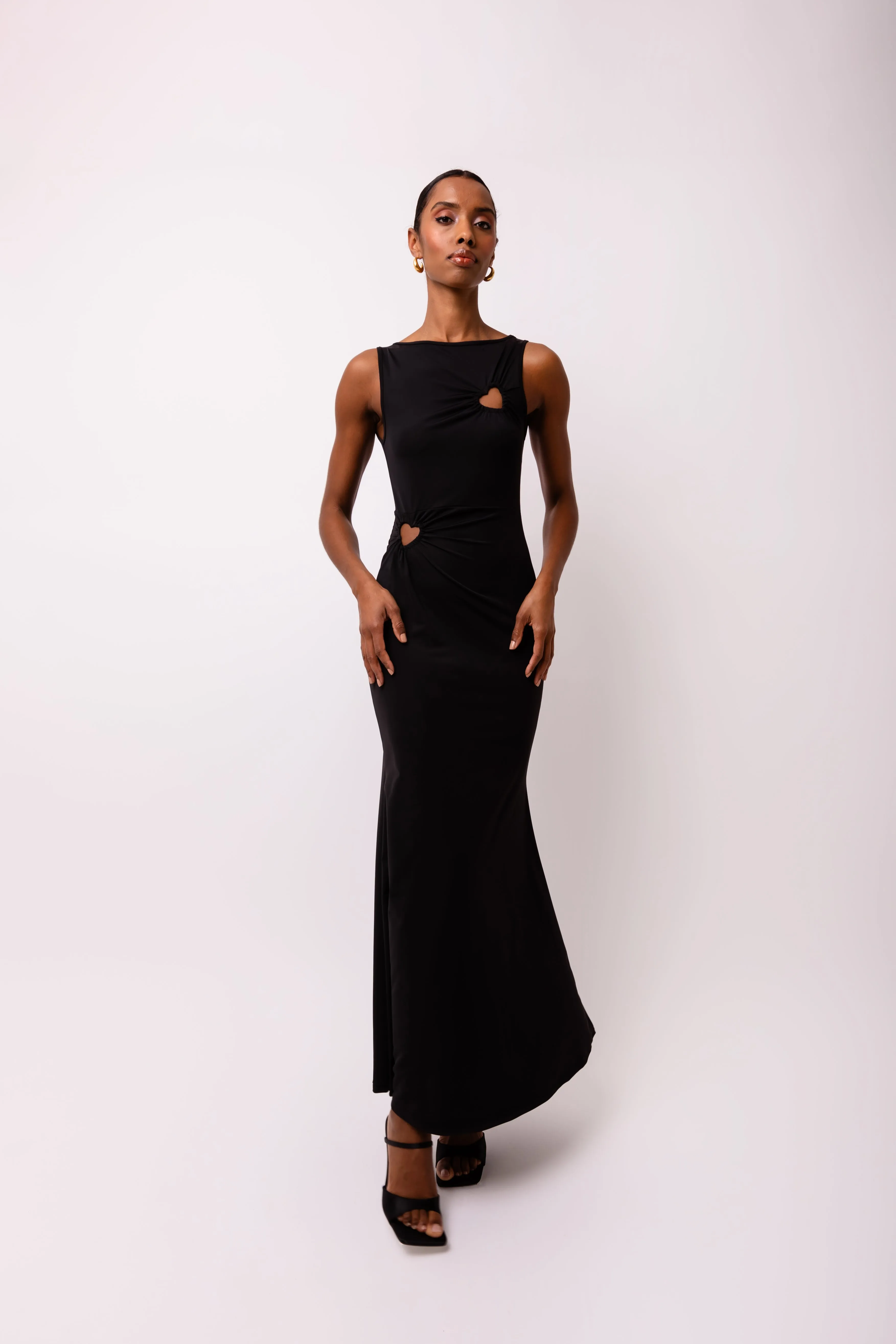 Harlie Black Heart Cut Out Maxi Dress sold by AMYLYNN