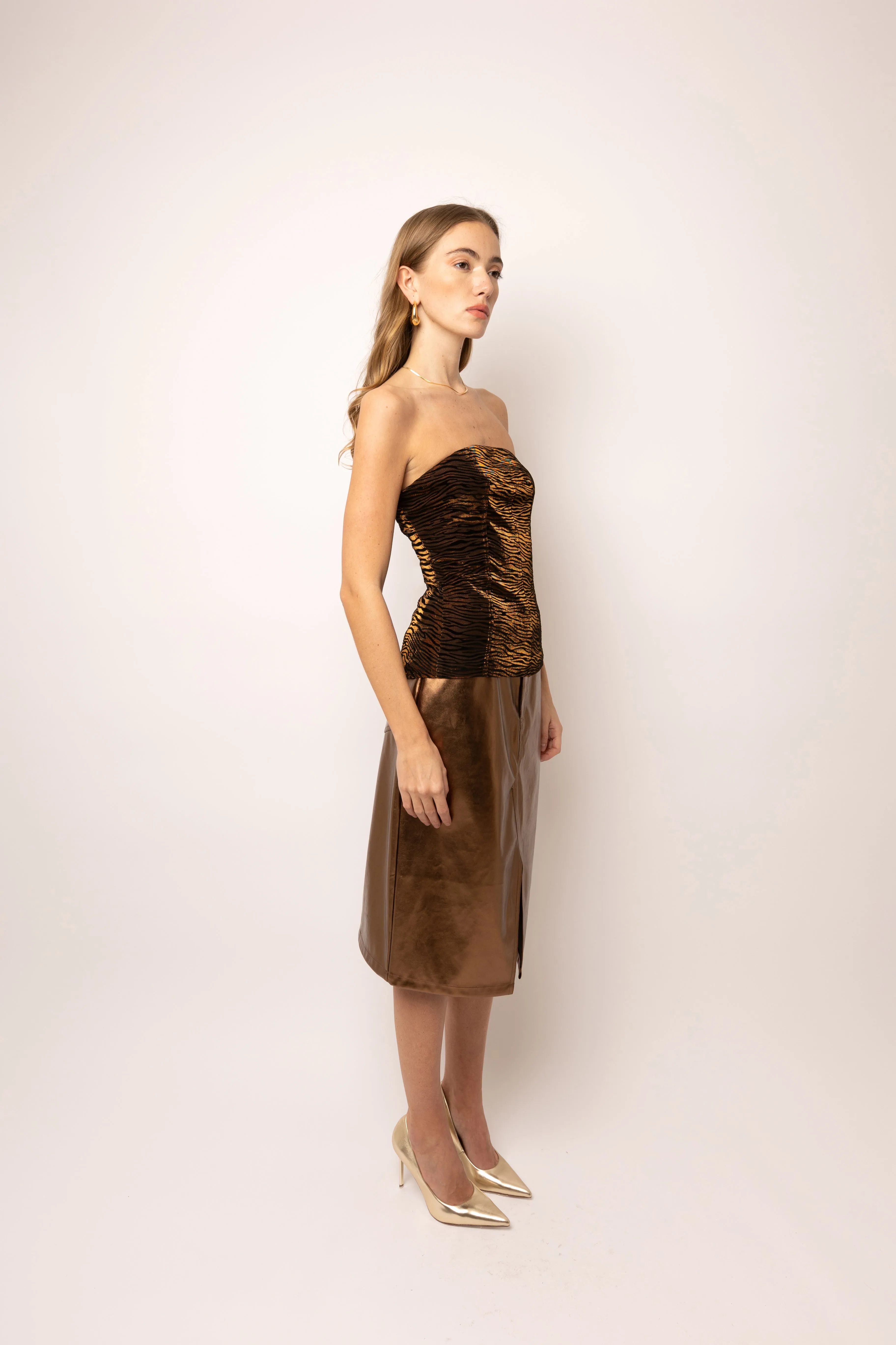 Johanna Tiger Velvet Burnout Bardot Top sold by AMYLYNN product image thumbnail 3