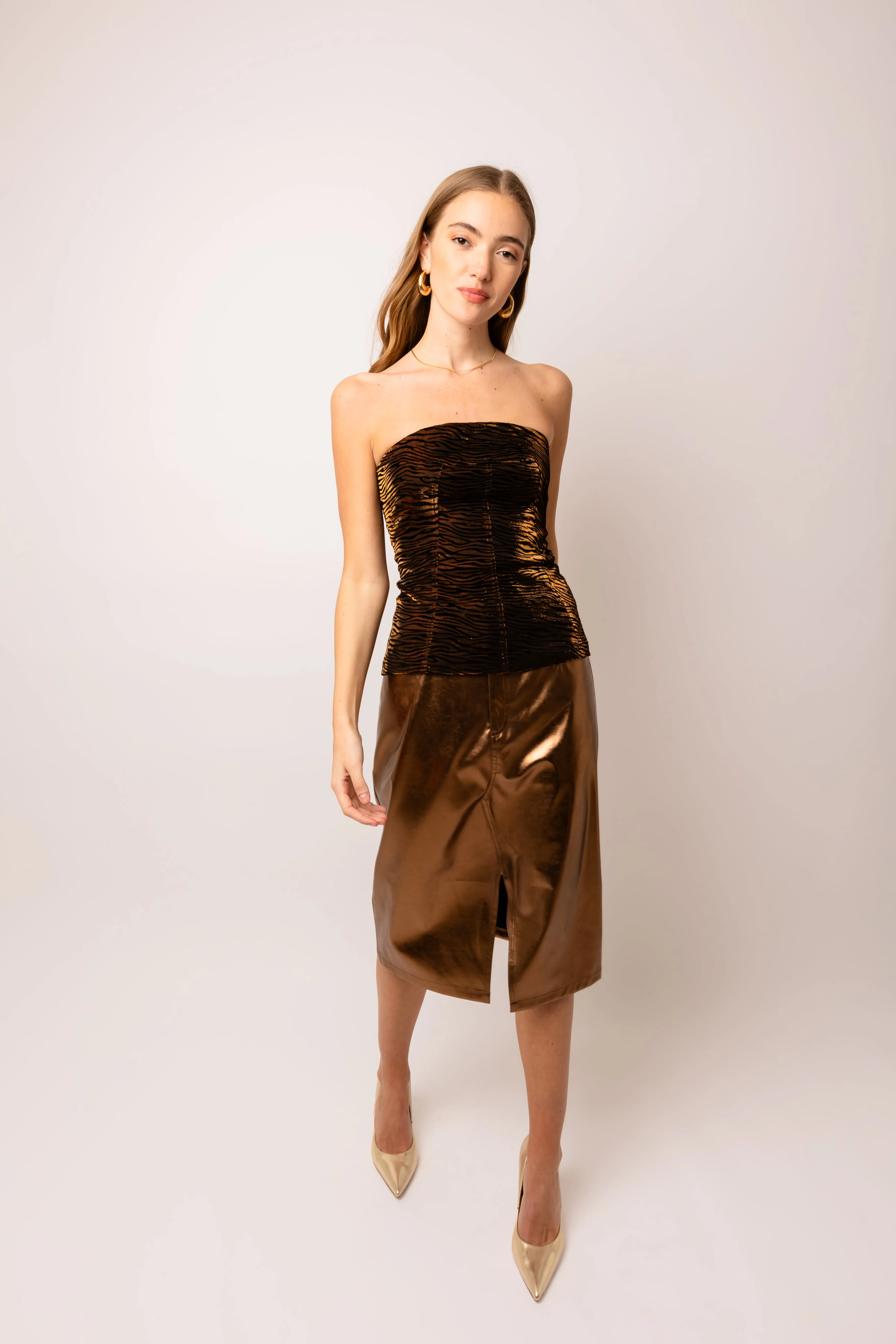 Johanna Tiger Velvet Burnout Bardot Top sold by AMYLYNN product image thumbnail 4