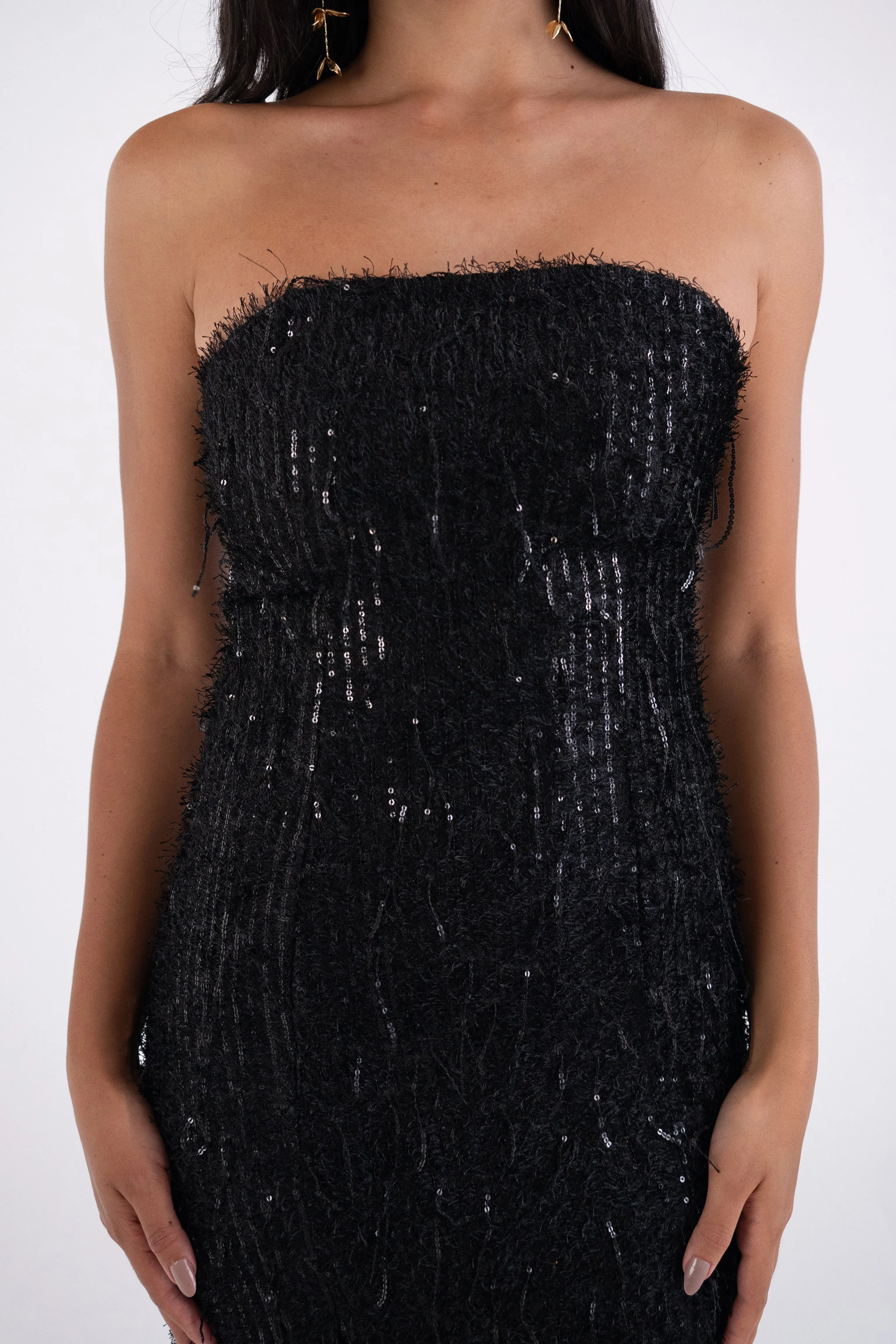 Uma Black Fringe Sequin Maxi Dress sold by AMYLYNN product image thumbnail 2
