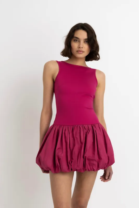 Ciara Rich Cotton Magenta Scoopback Puffball Ultra Mini Dress sold by AMYLYNN