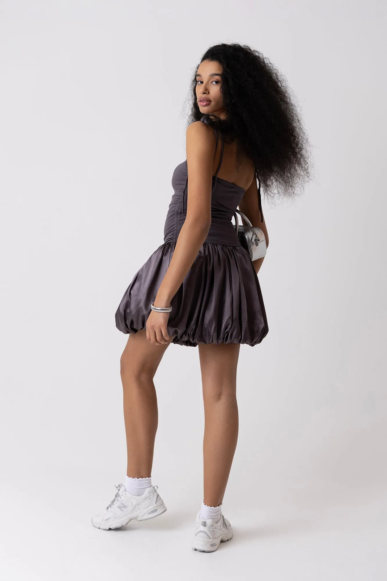 Alexa Charcoal Puffball Ultra Mini Dress sold by AMYLYNN product image thumbnail 4