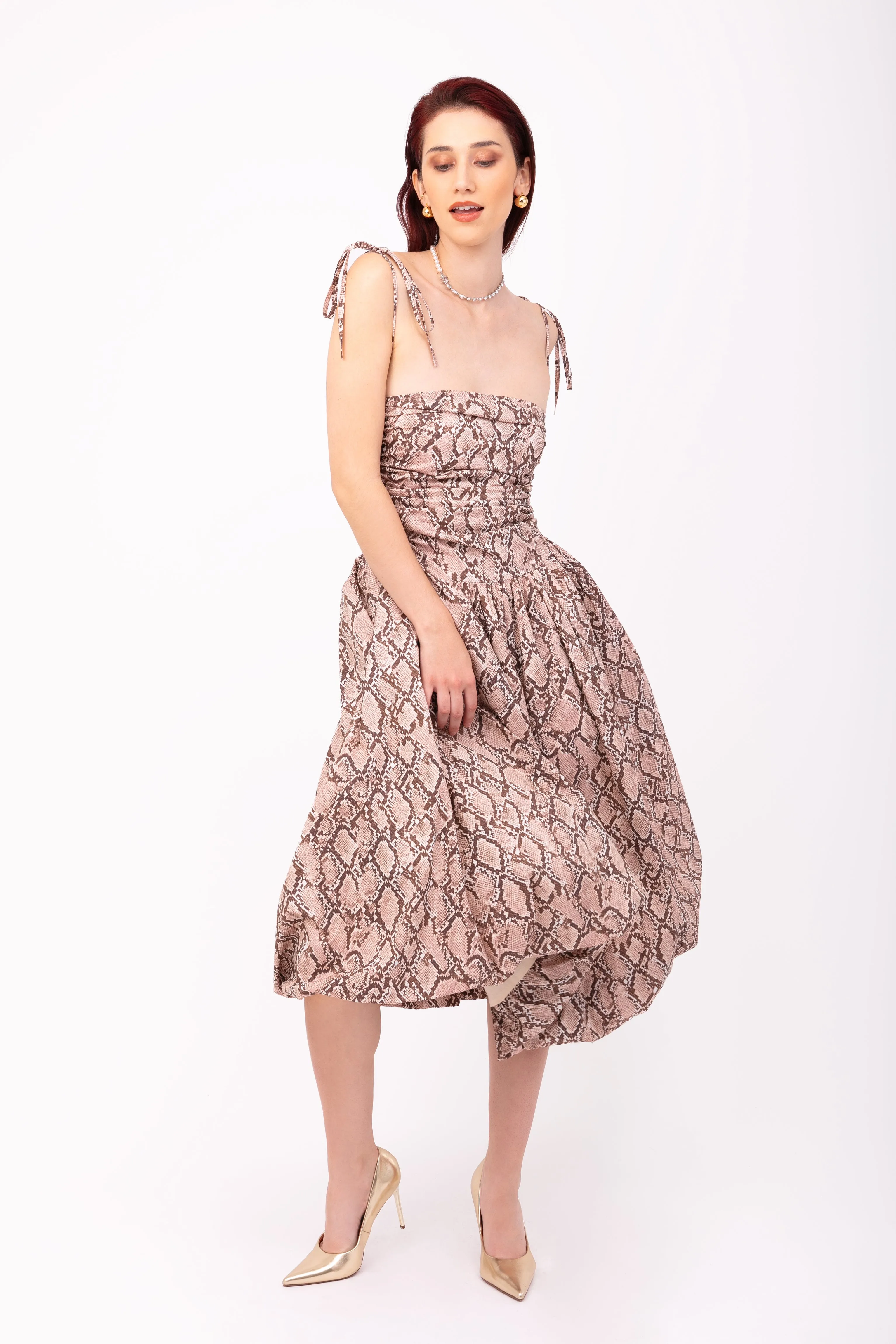 Alexa Rich Cotton Snake Print Puffball Dress sold by AMYLYNN product image thumbnail 5