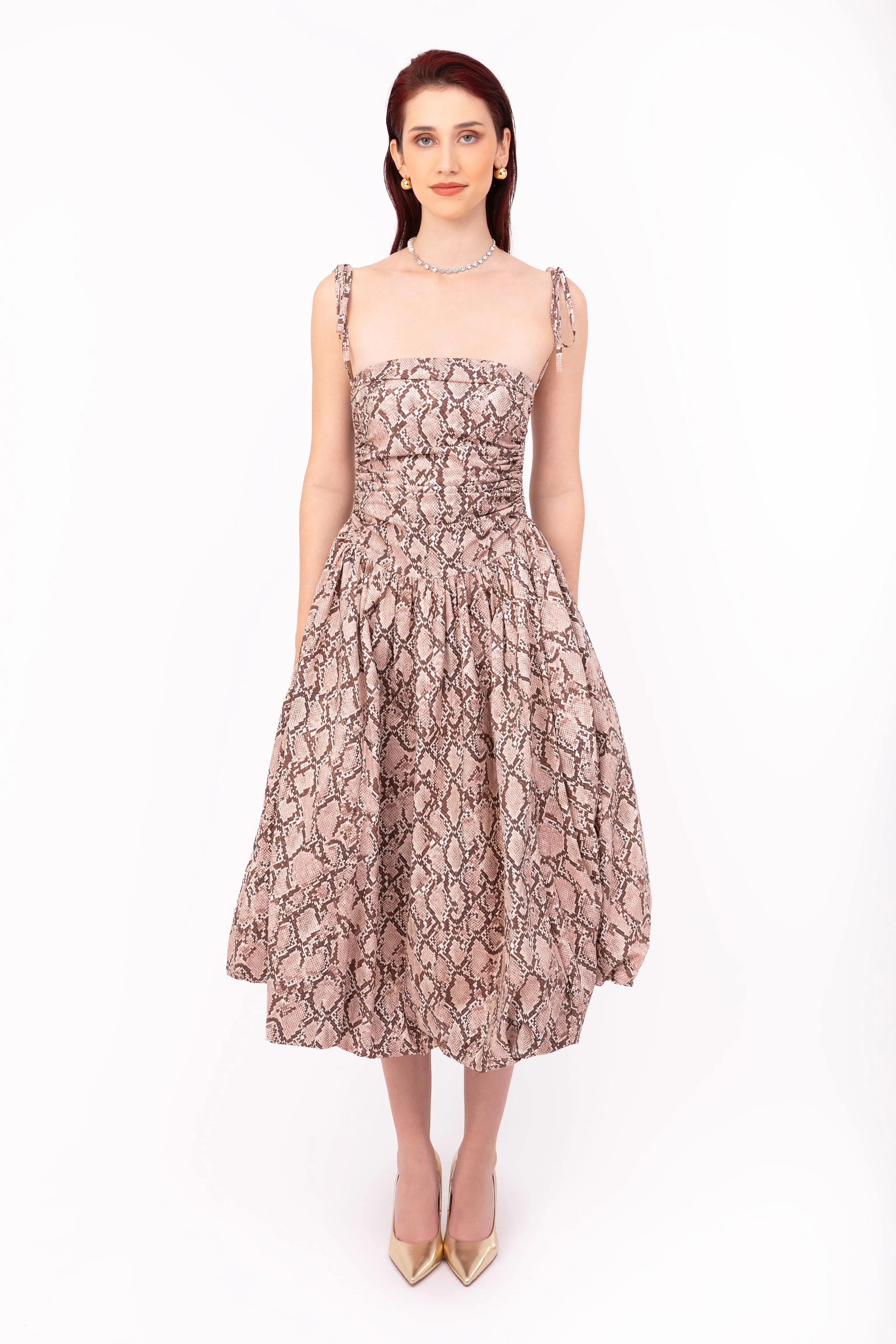 Alexa Rich Cotton Snake Print Puffball Dress sold by AMYLYNN product image thumbnail 2