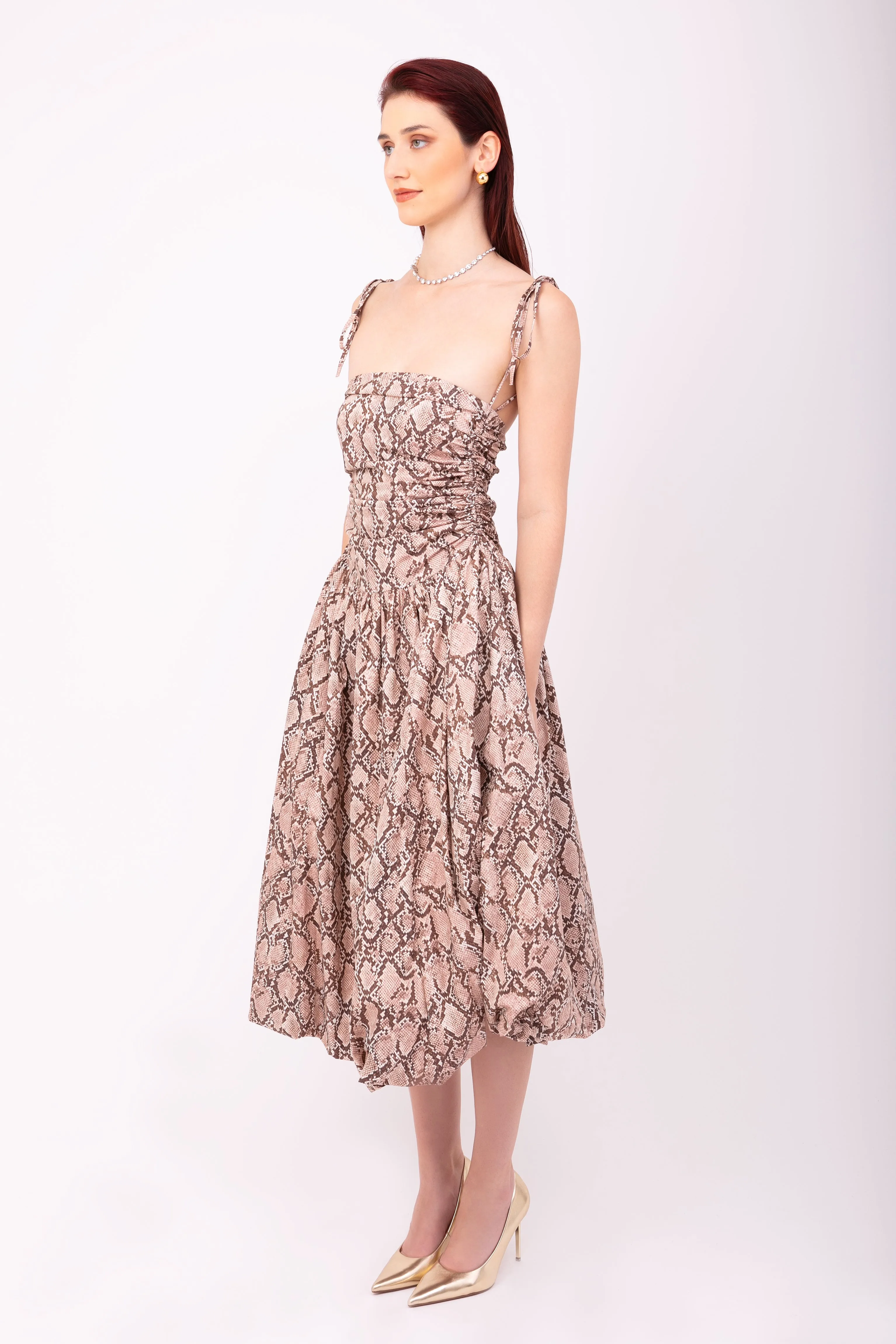Alexa Rich Cotton Snake Print Puffball Dress sold by AMYLYNN product image thumbnail 4