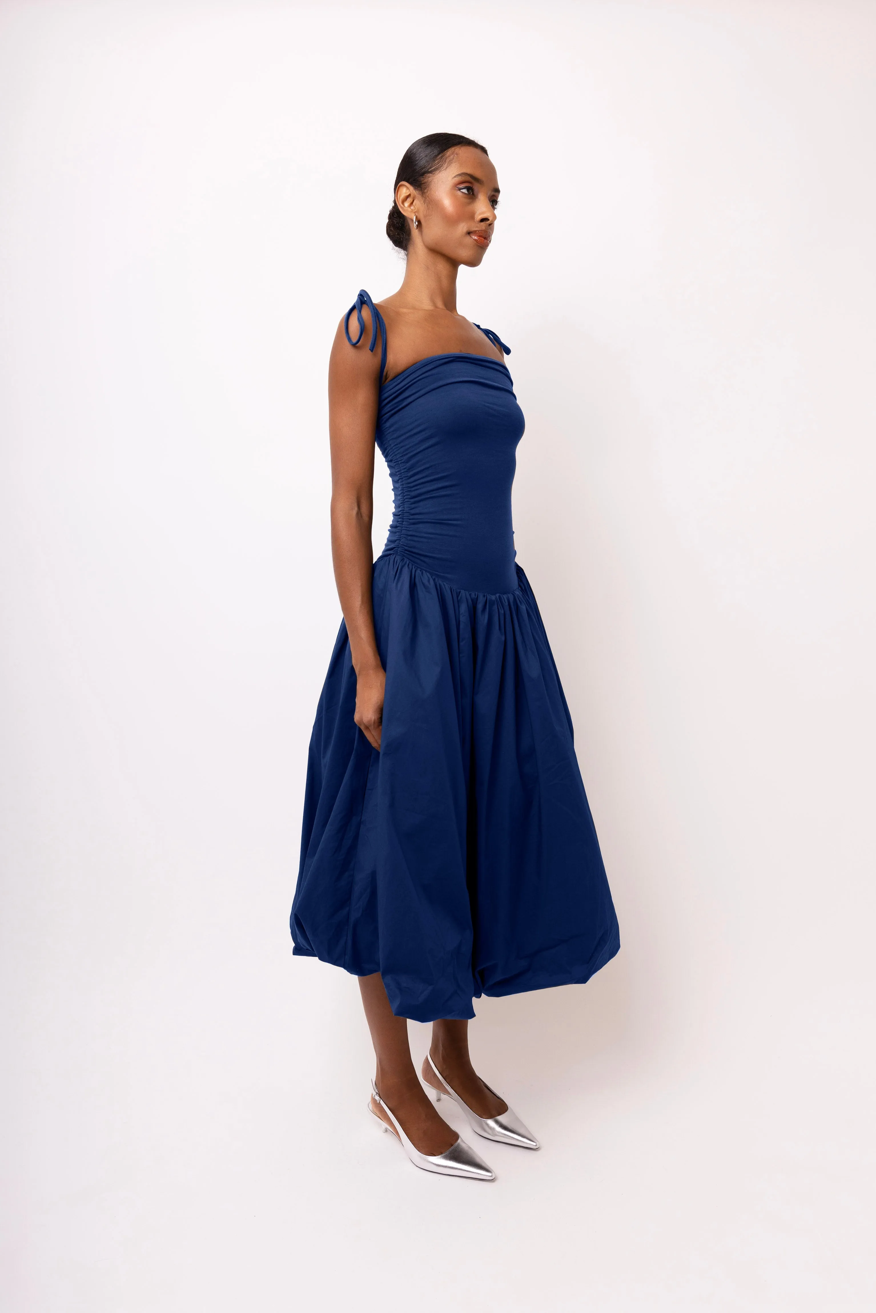 Alexa Rich Cotton Navy Blue Puffball Dress sold by AMYLYNN product image thumbnail 3