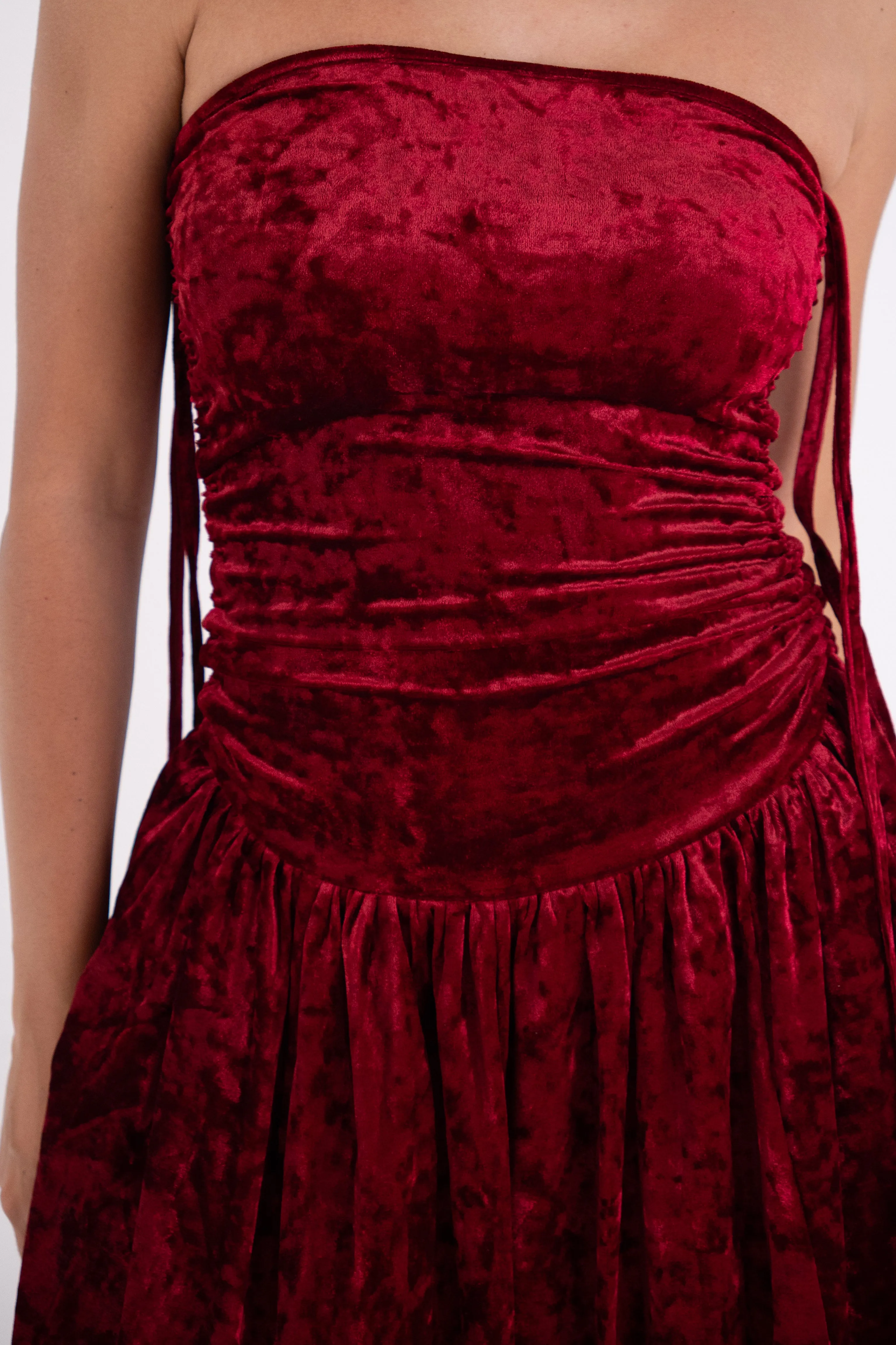 Alexa Dark Red Velvet Puffball Dress sold by AMYLYNN product image thumbnail 2
