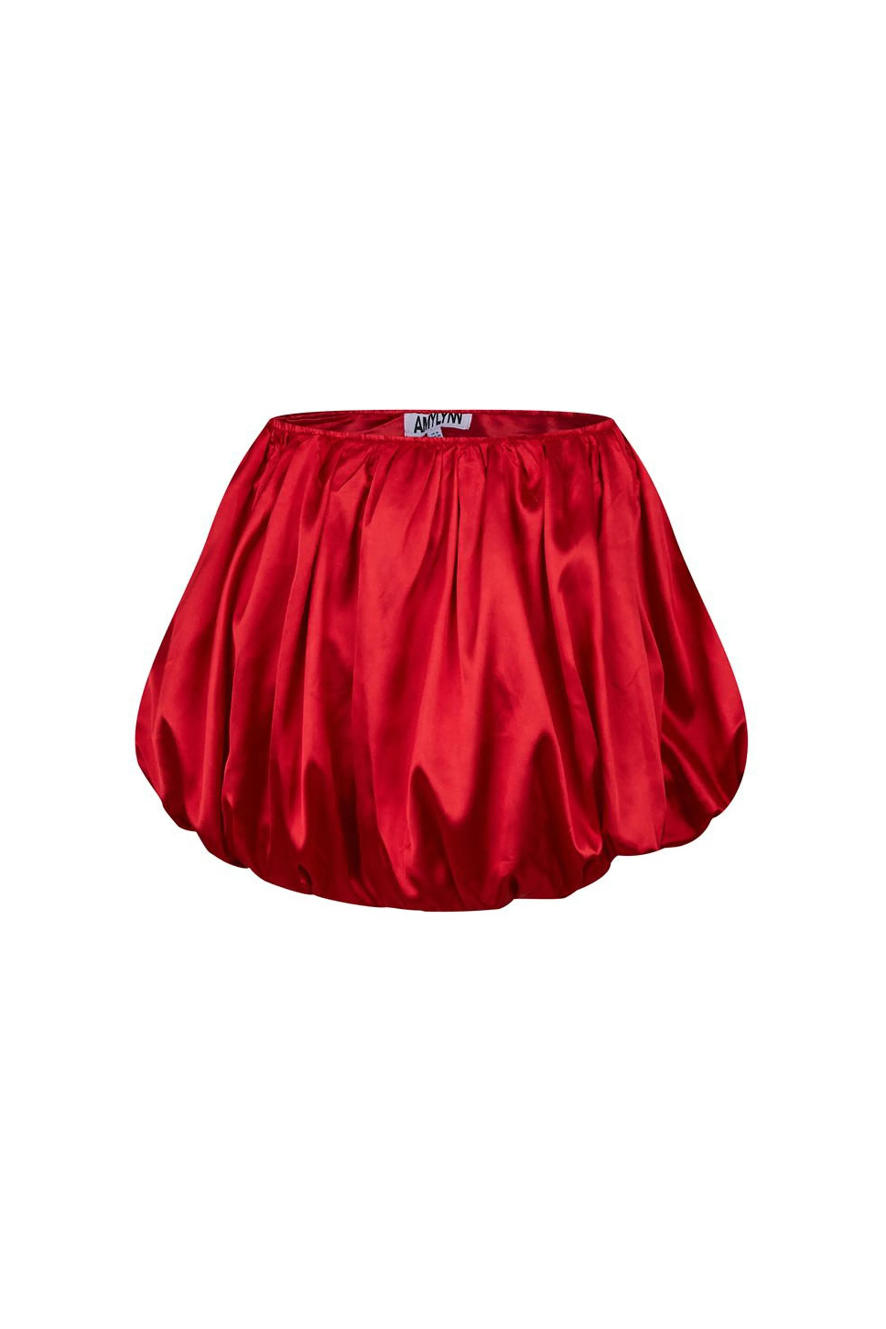 Claudia Red Satin Ultra Mini Puffball Skirt sold by AMYLYNN product image thumbnail 2