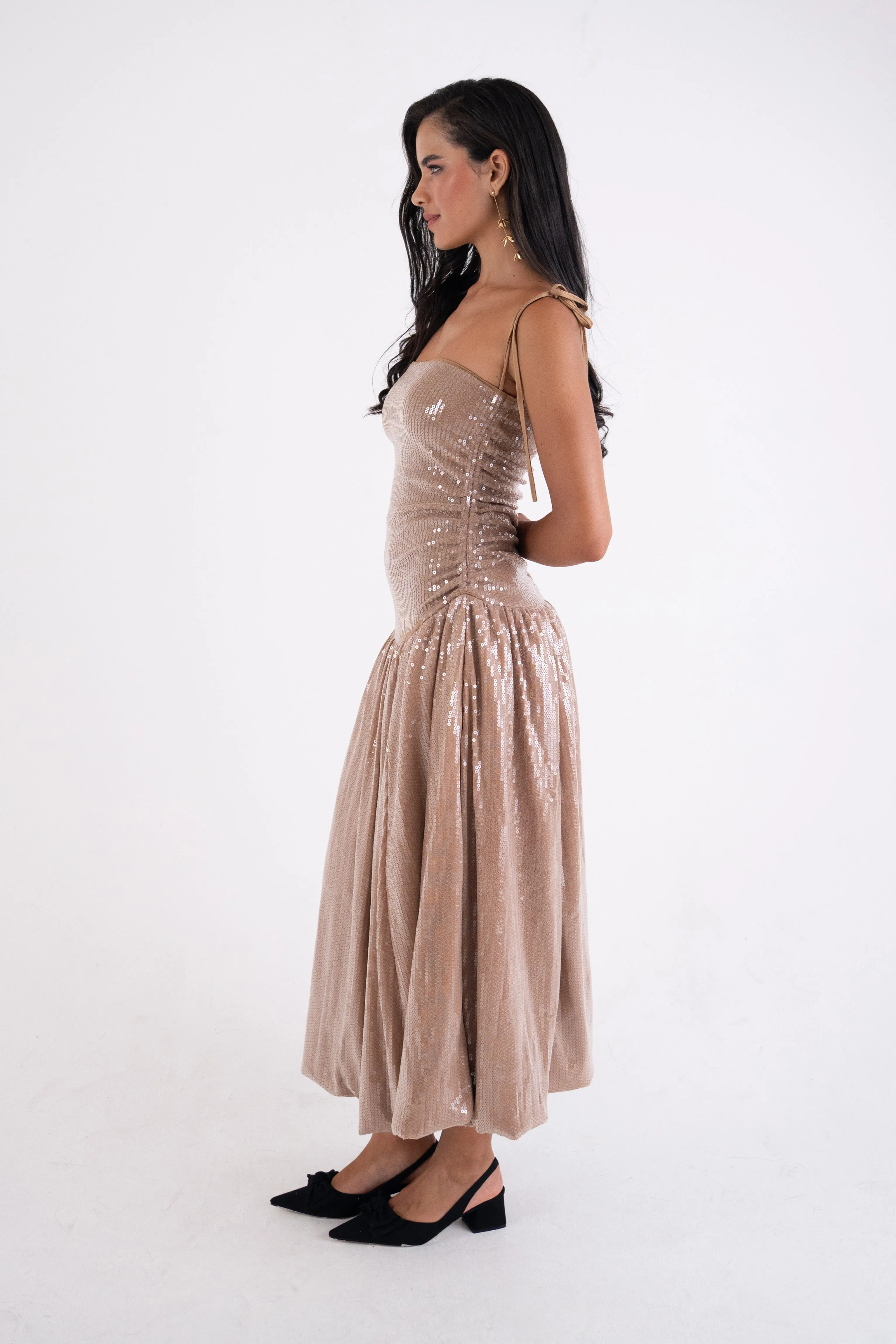 Alexa Champagne Sequin Puffball Dress sold by AMYLYNN product image thumbnail 5