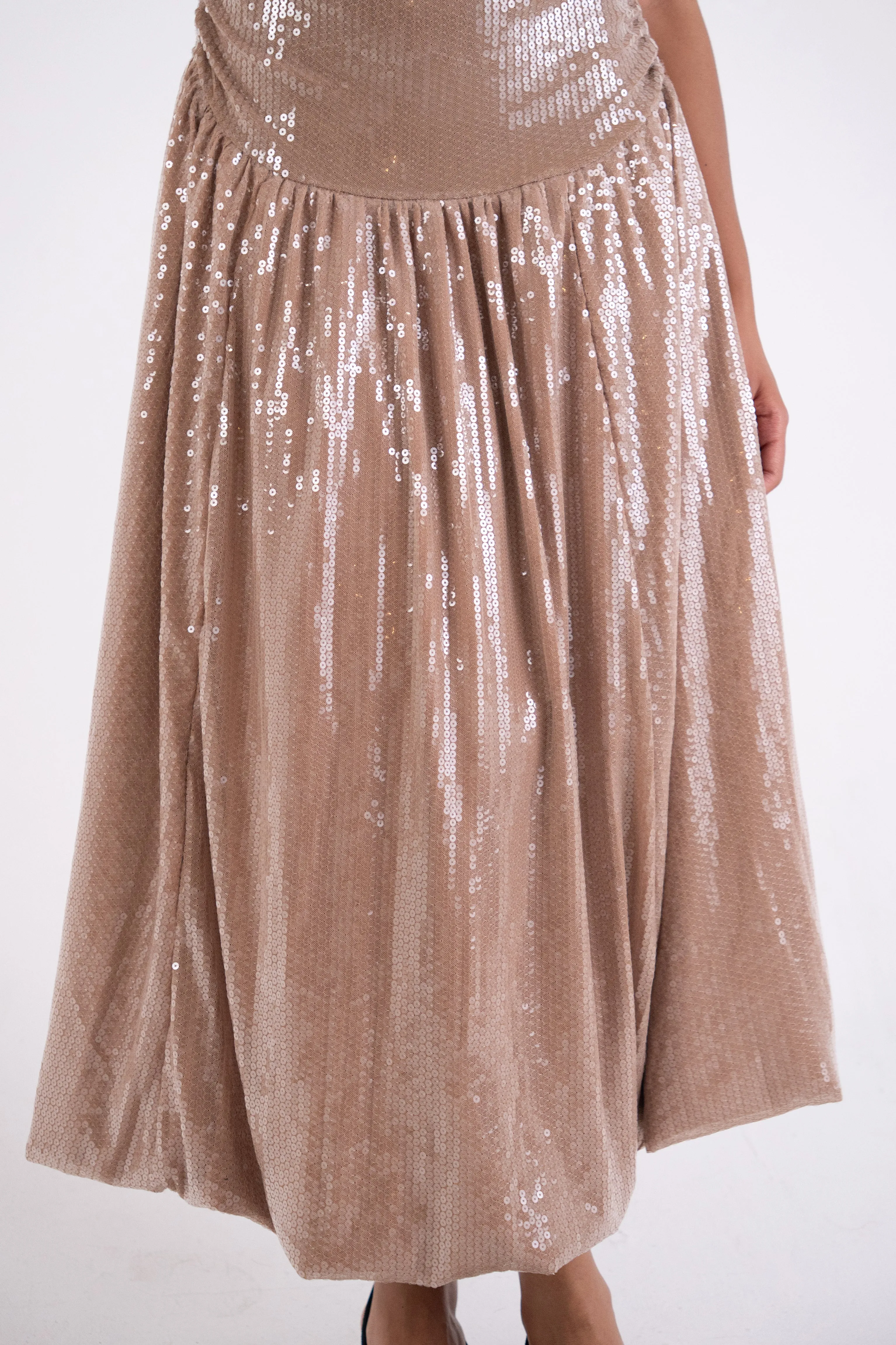 Alexa Champagne Sequin Puffball Dress sold by AMYLYNN product image thumbnail 4