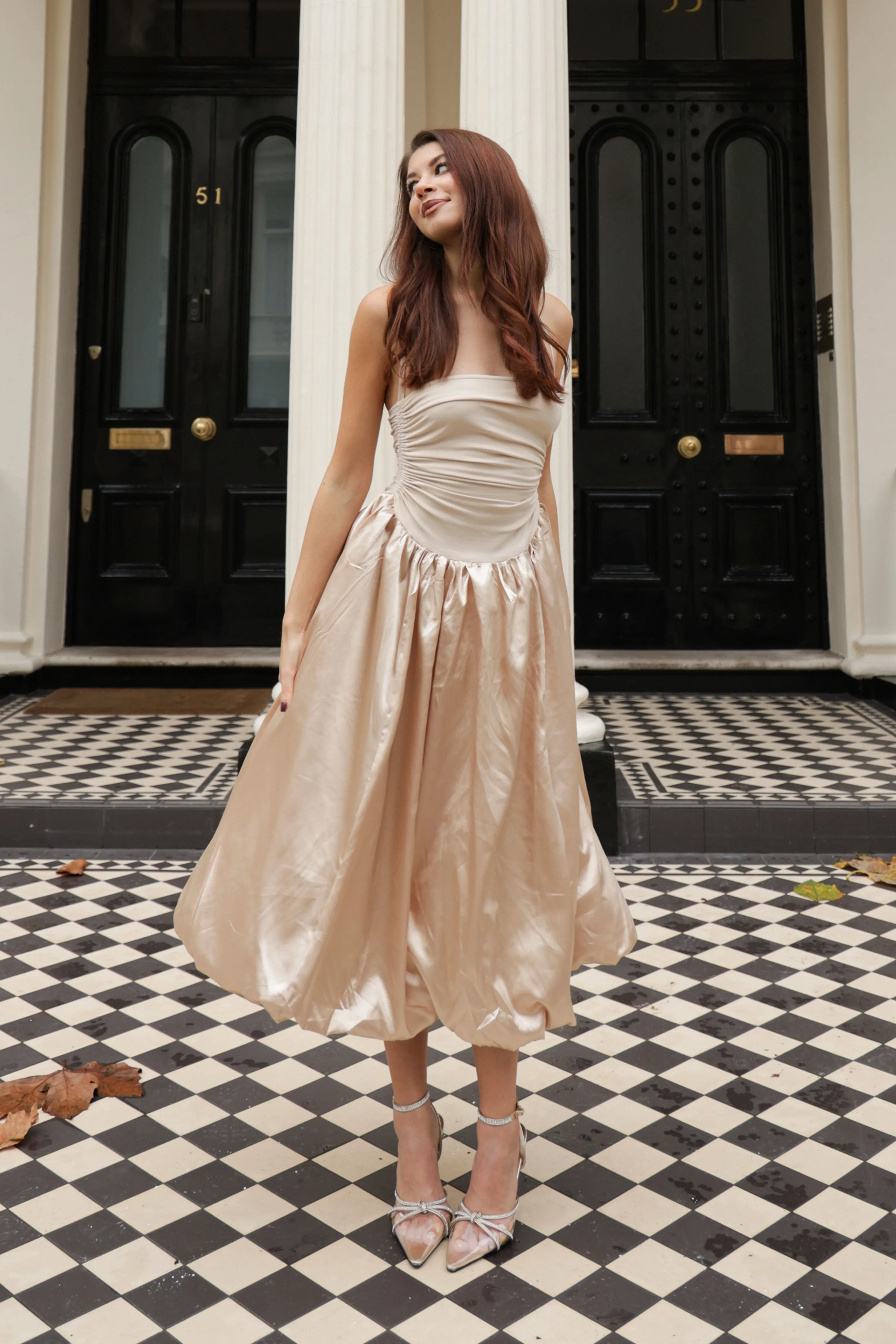 Alexa Rich Cotton Champagne Satin Puffball Dress sold by AMYLYNN product image thumbnail 2