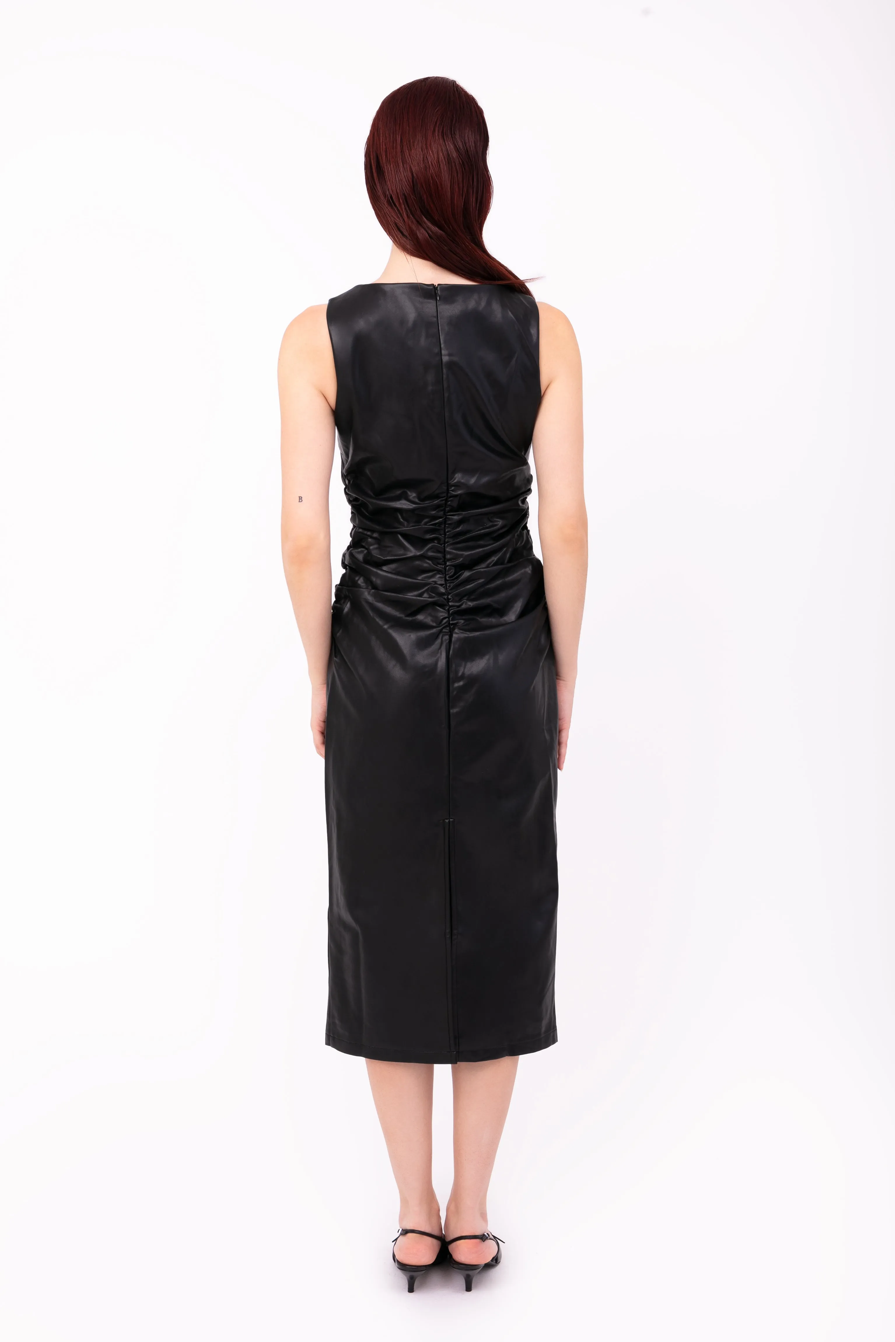 Vera Black Leather Midi Dress sold by AMYLYNN product image thumbnail 4