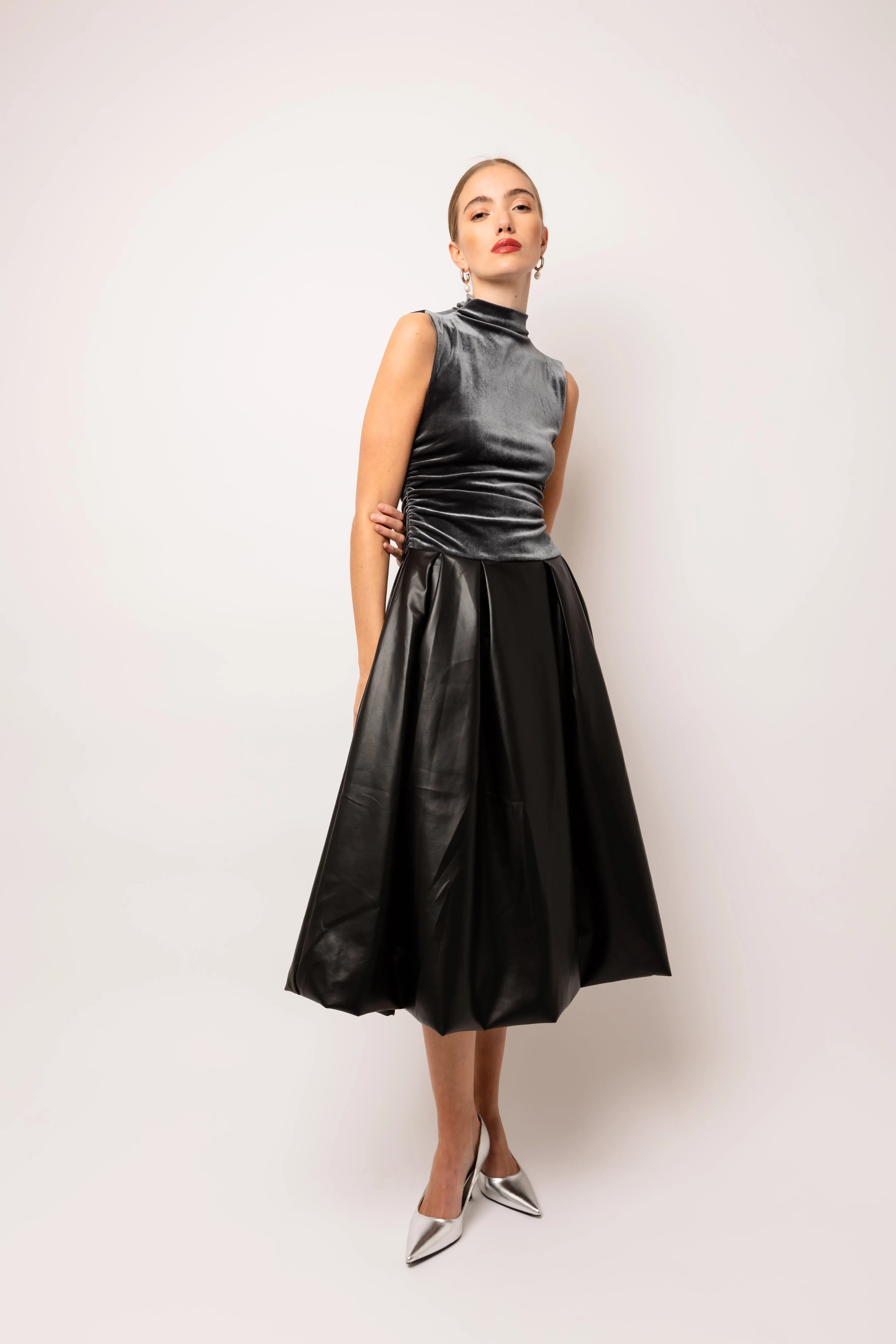 Autumn Graphite Puffball Midi Dress sold by AMYLYNN product image thumbnail 2