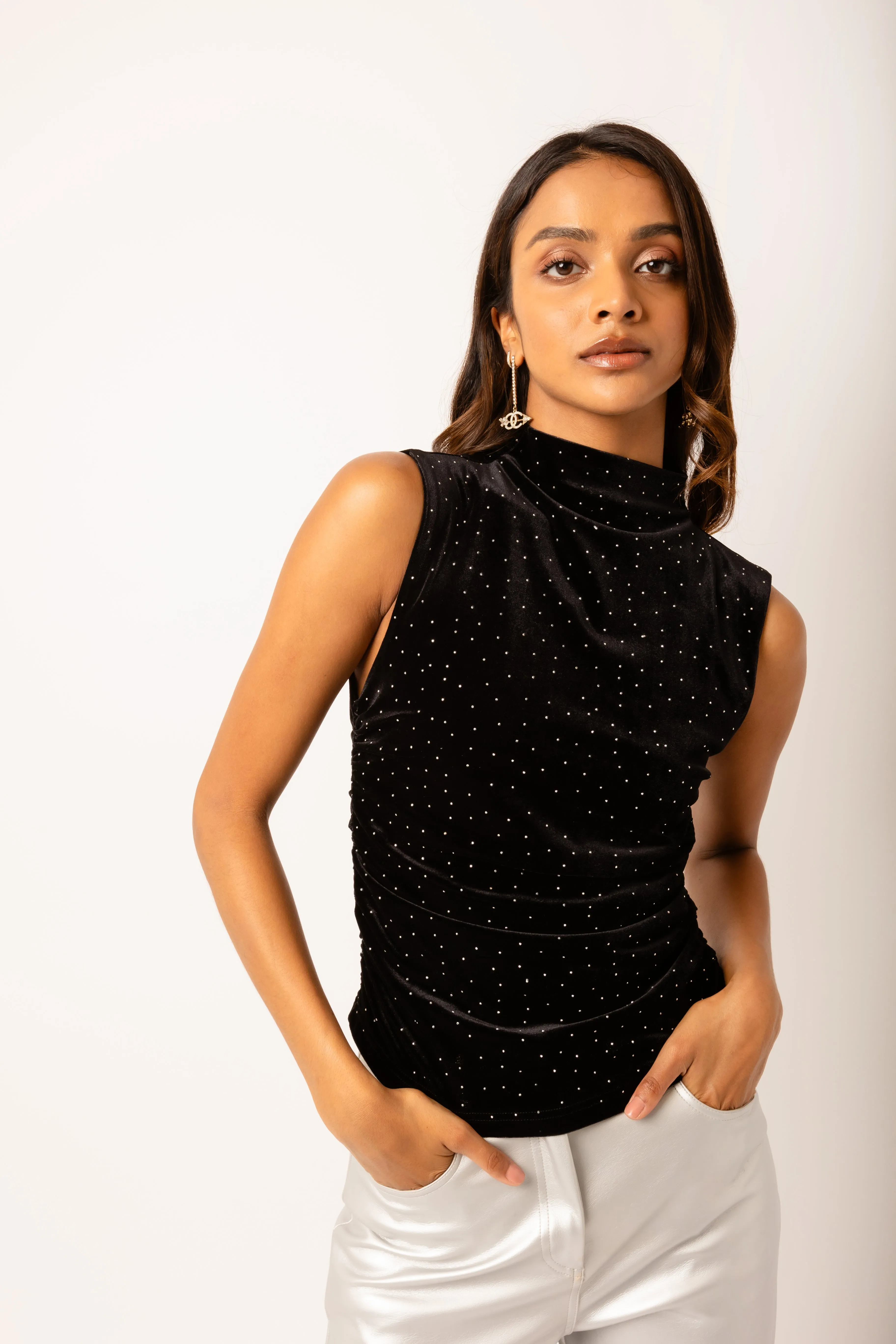 Elvis Black Studded Velvet Top sold by AMYLYNN