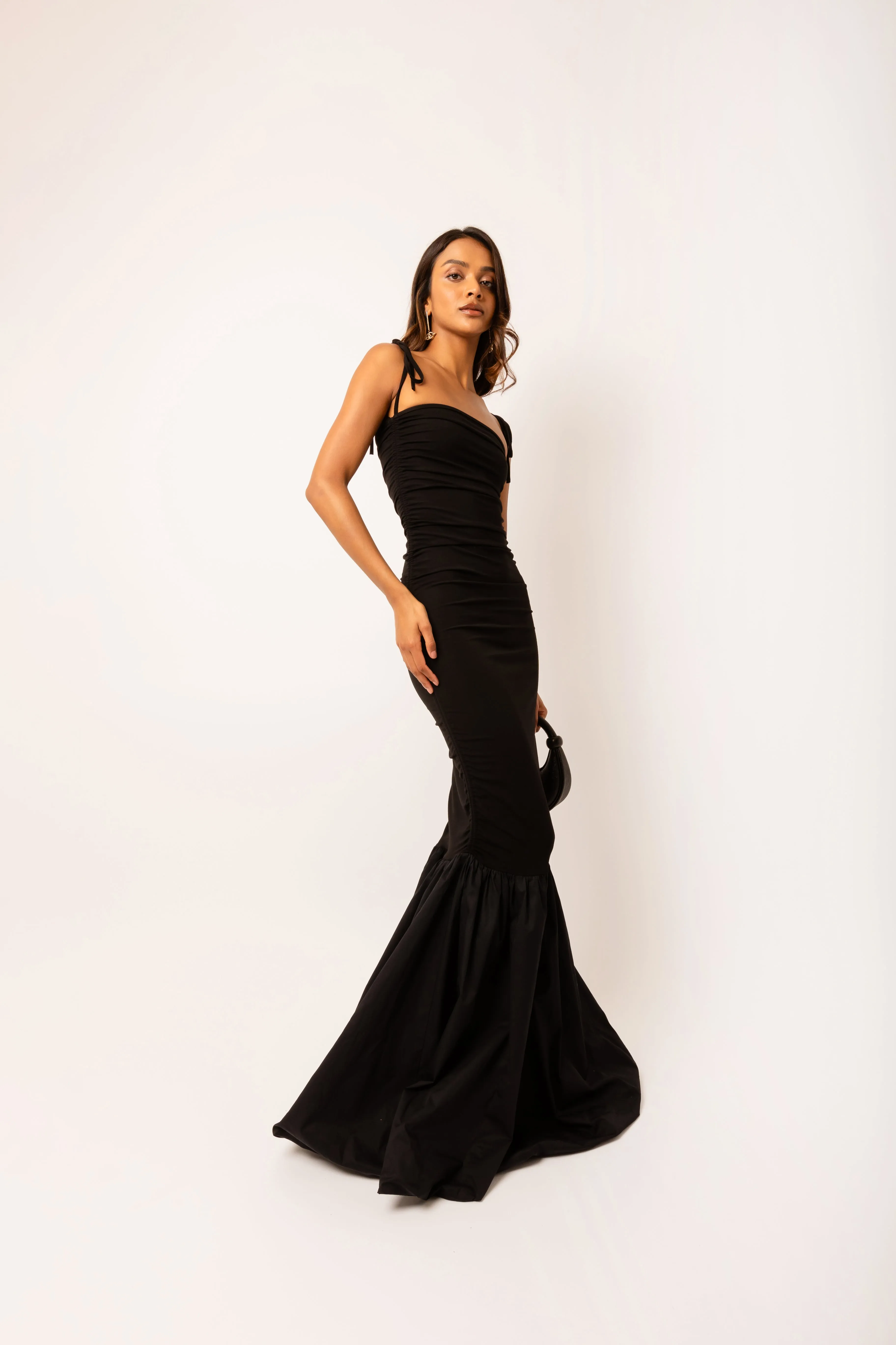 Alexa Pure Cotton Black Fishtail Maxi Dress sold by AMYLYNN product image thumbnail 5