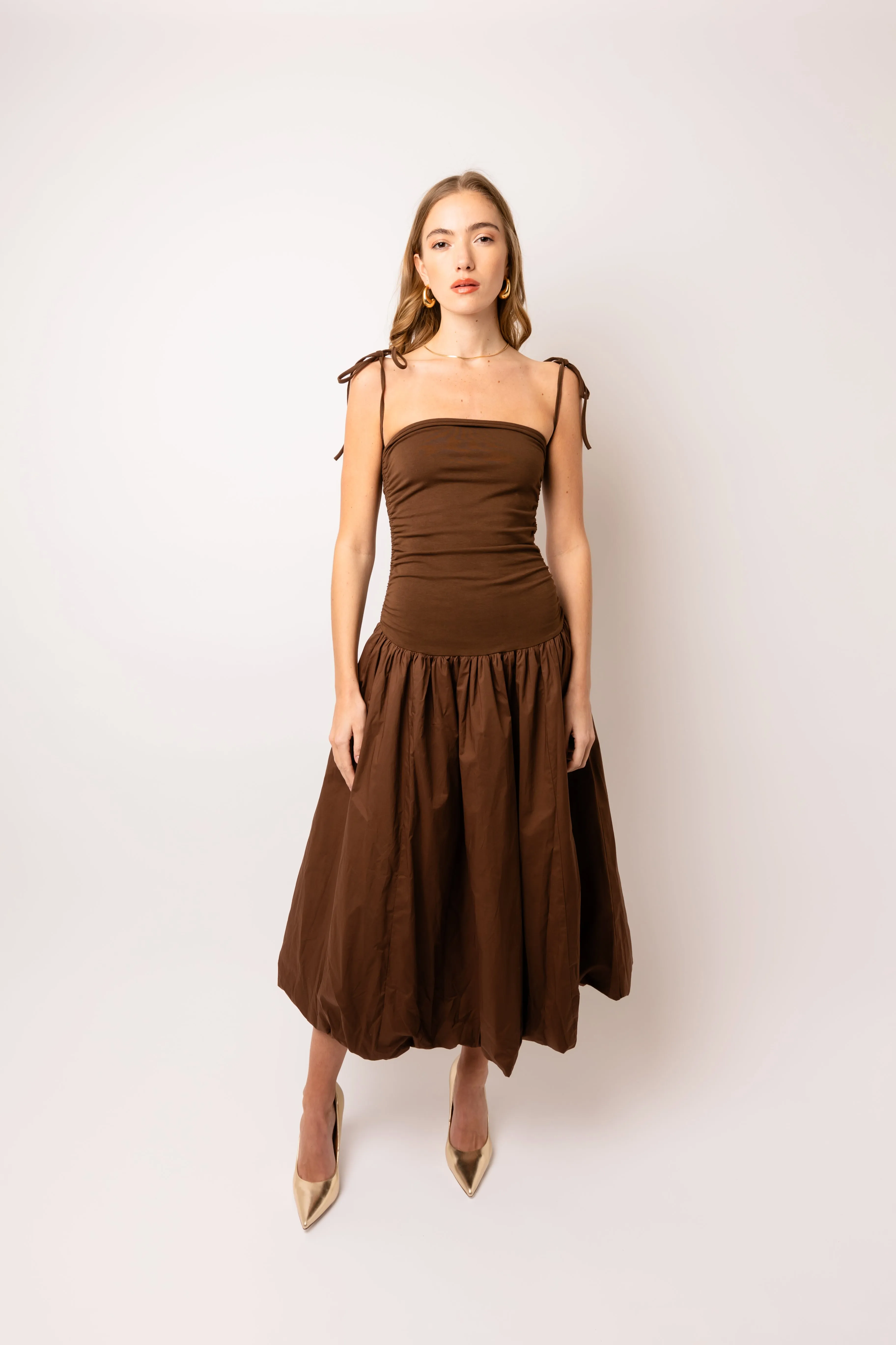 Alexa Chocolate Brown Puffball Dress sold by AMYLYNN product image thumbnail 2