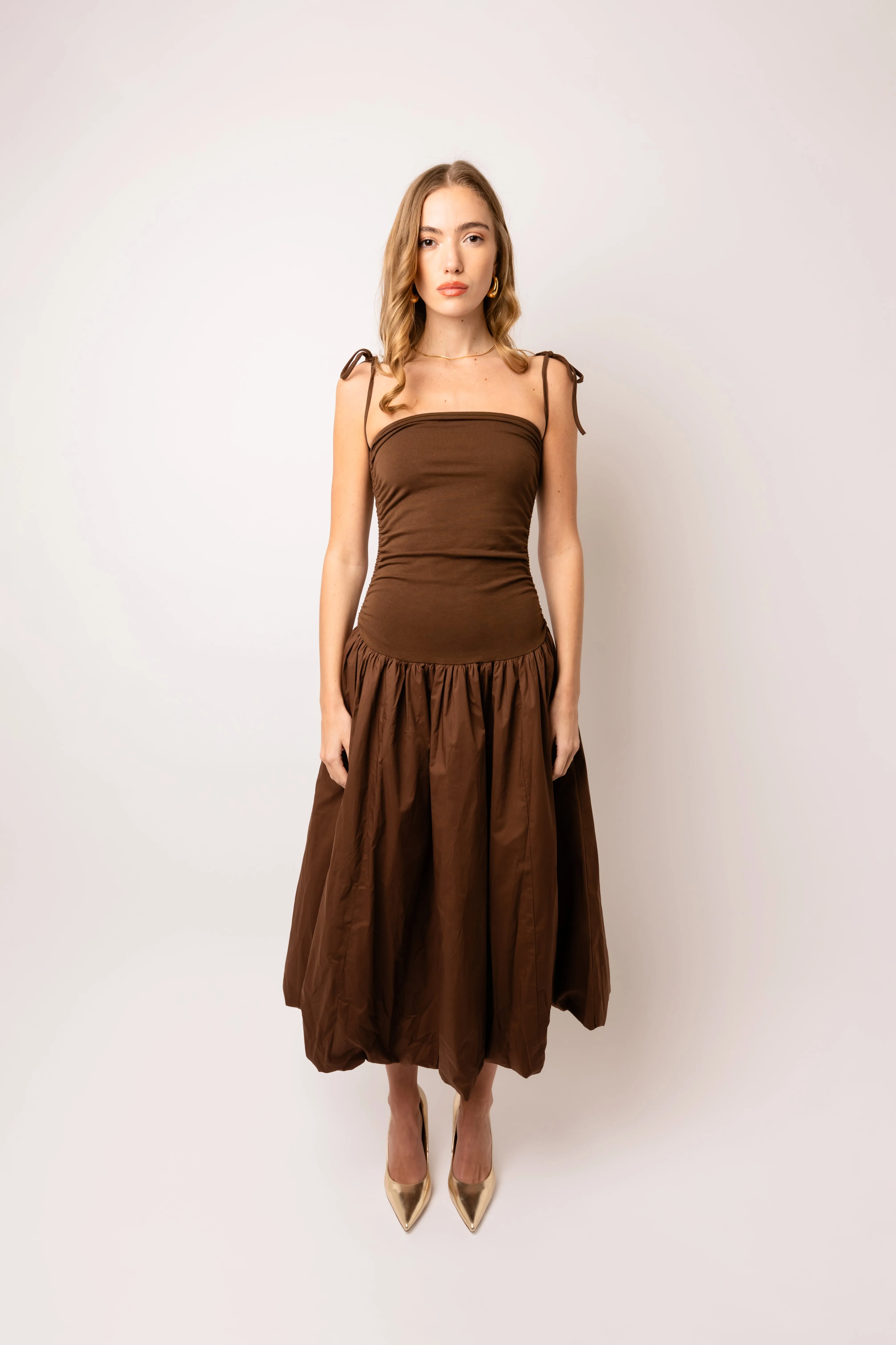 Alexa Chocolate Brown Puffball Dress sold by AMYLYNN product image thumbnail 4