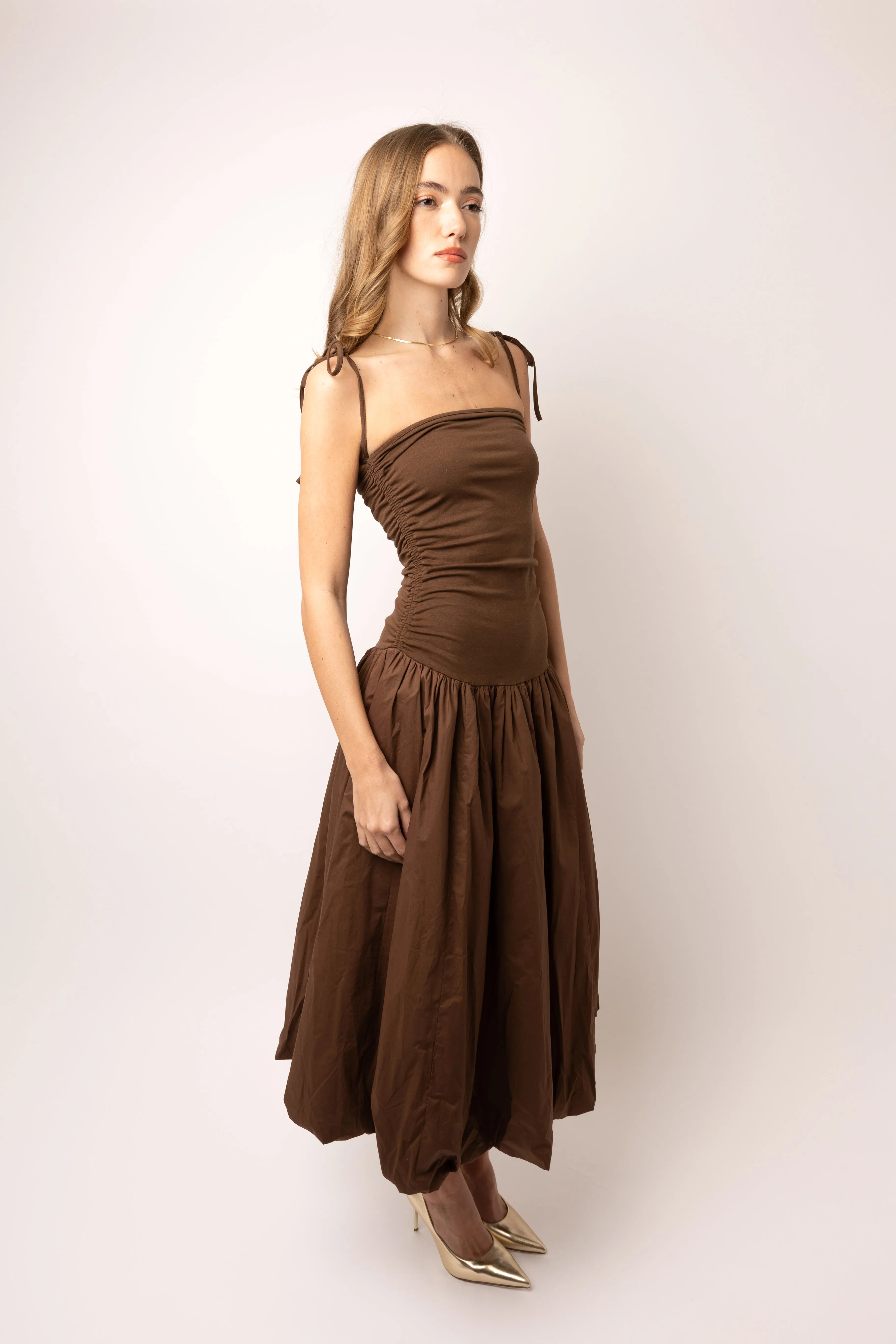 Alexa Chocolate Brown Puffball Dress sold by AMYLYNN product image thumbnail 3