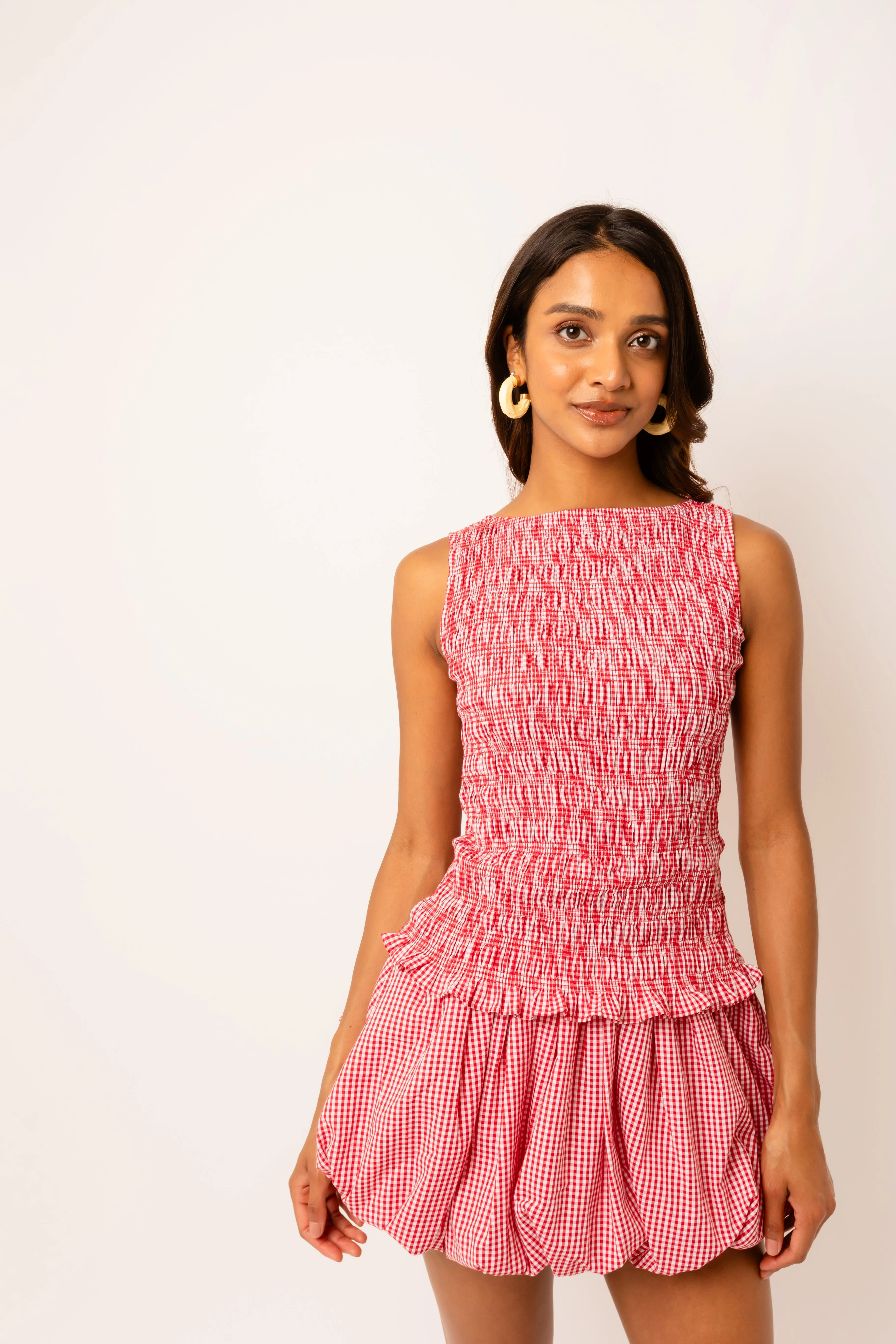 Claudia Cotton Red Gingham Ultra Mini Puffball Skirt sold by AMYLYNN product image thumbnail 5