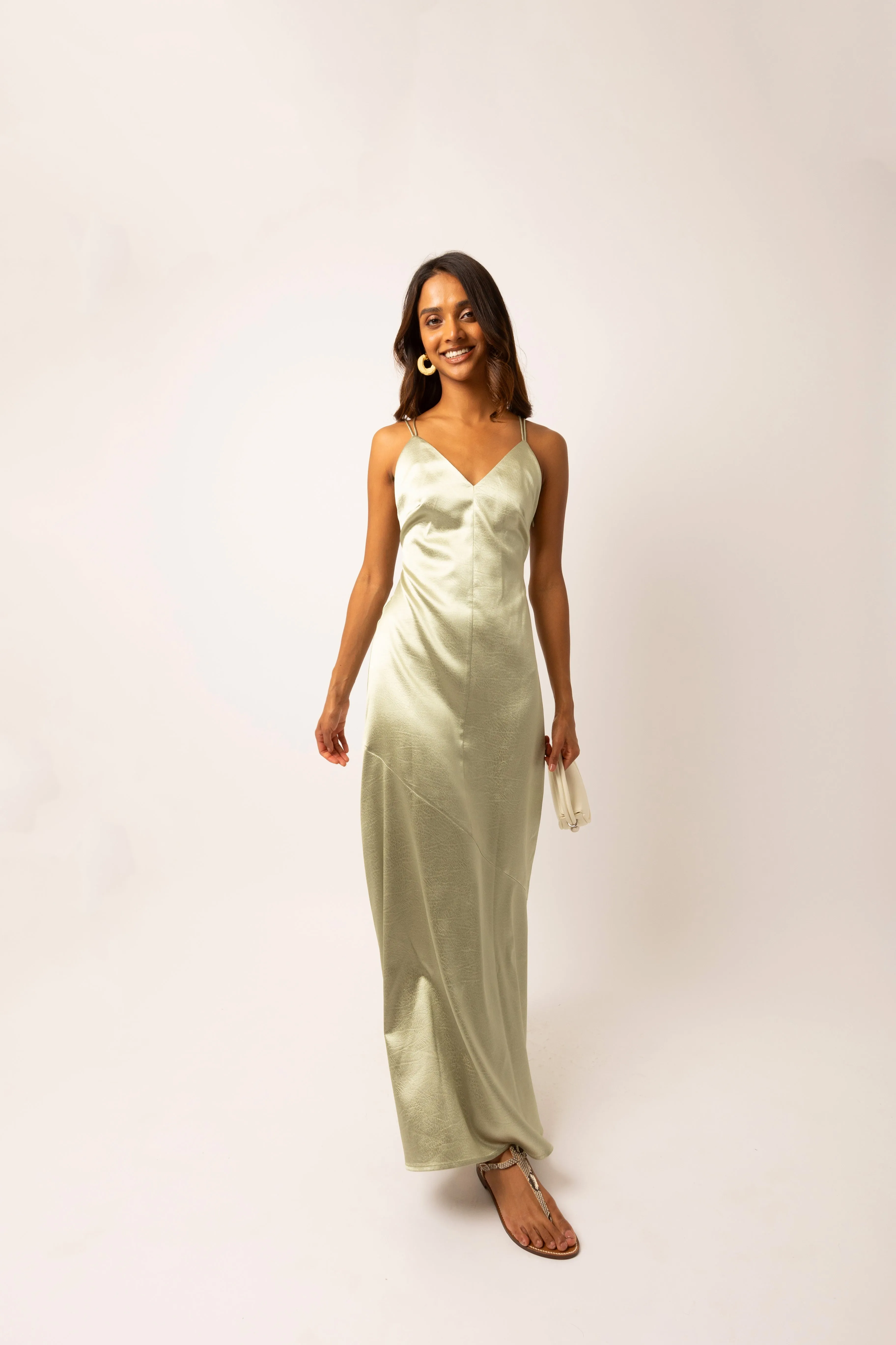 Leonie Mint Satin Maxi Dress sold by AMYLYNN product image thumbnail 3