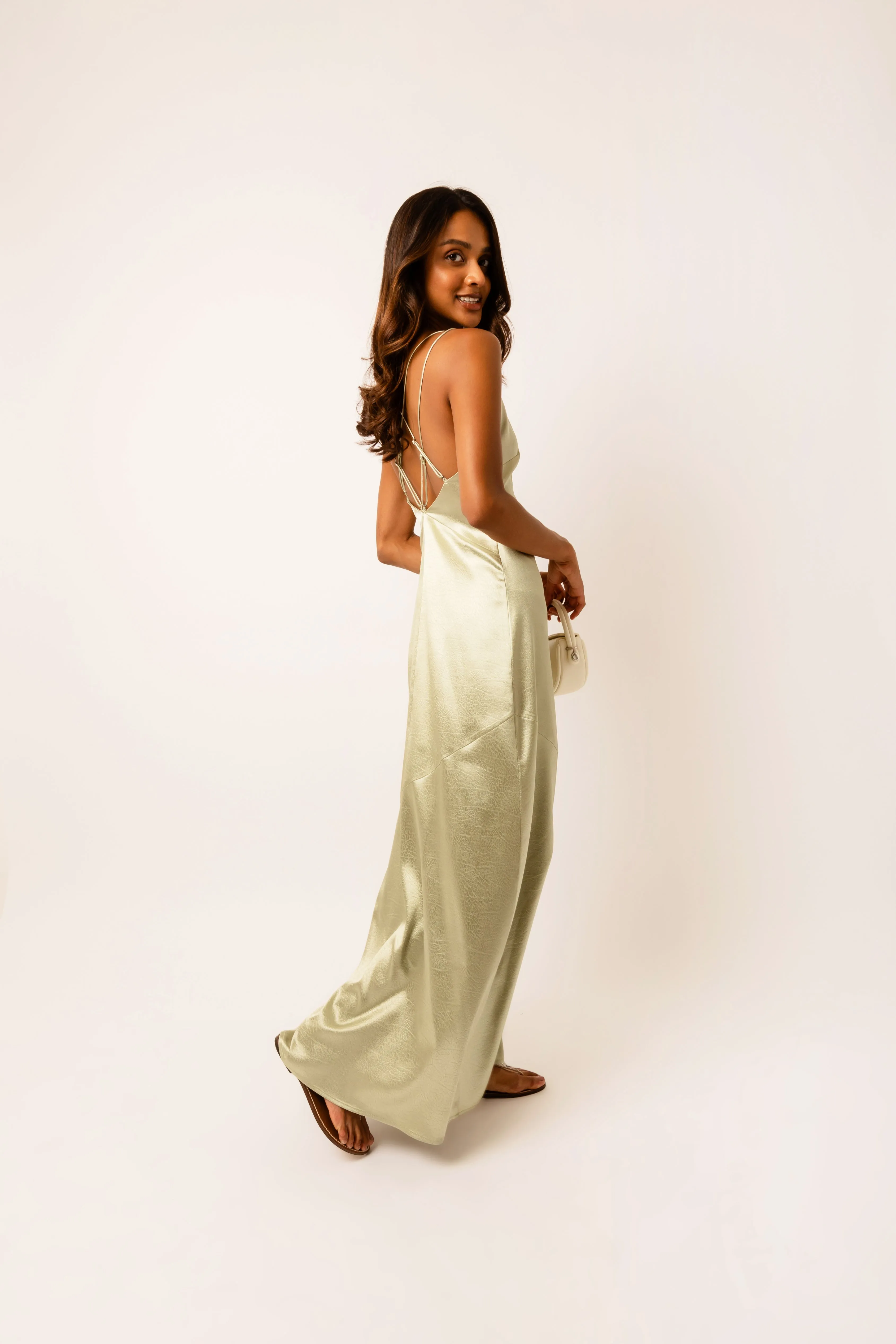 Leonie Mint Satin Maxi Dress sold by AMYLYNN product image thumbnail 4