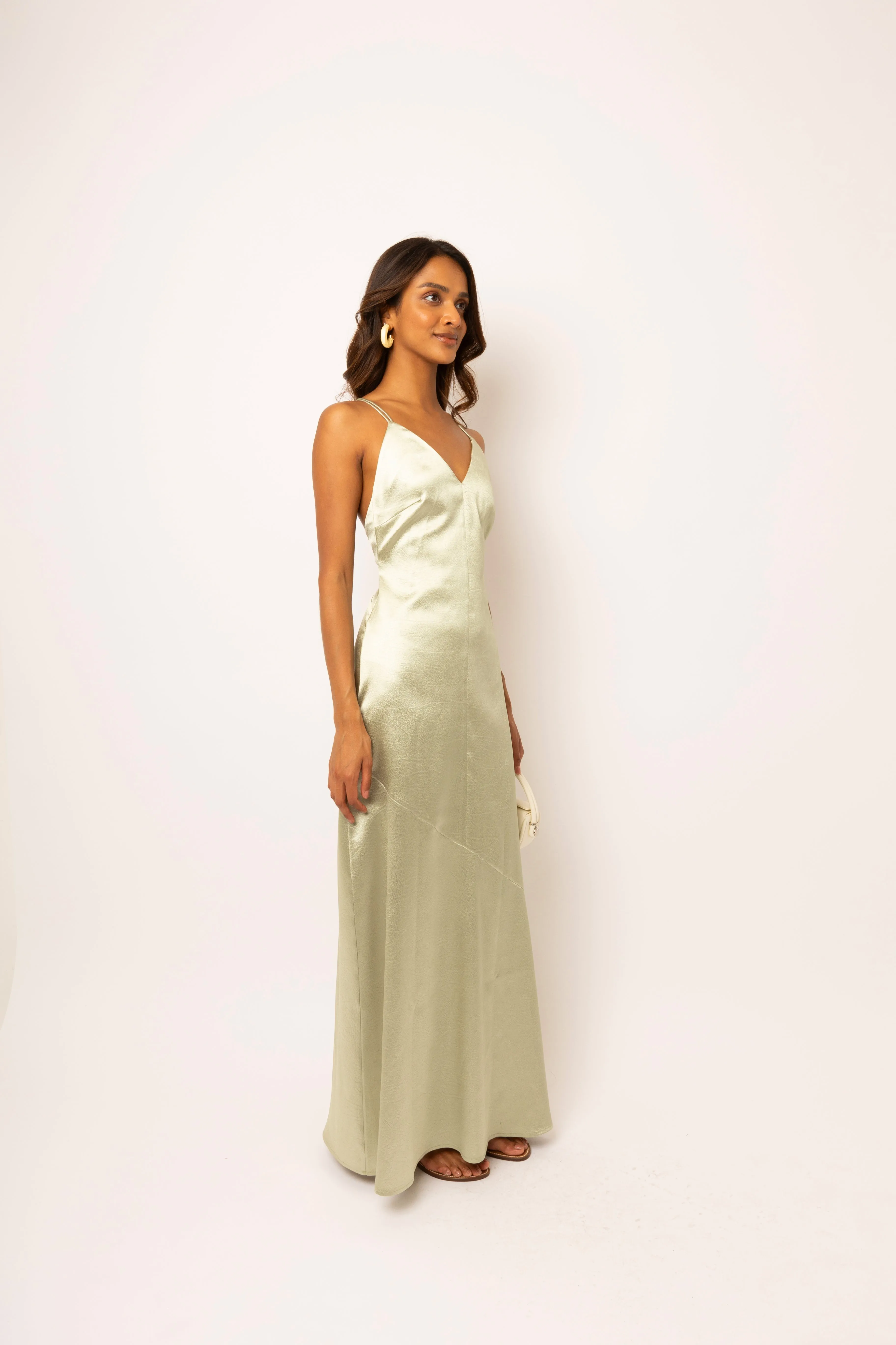 Leonie Mint Satin Maxi Dress sold by AMYLYNN product image thumbnail 5
