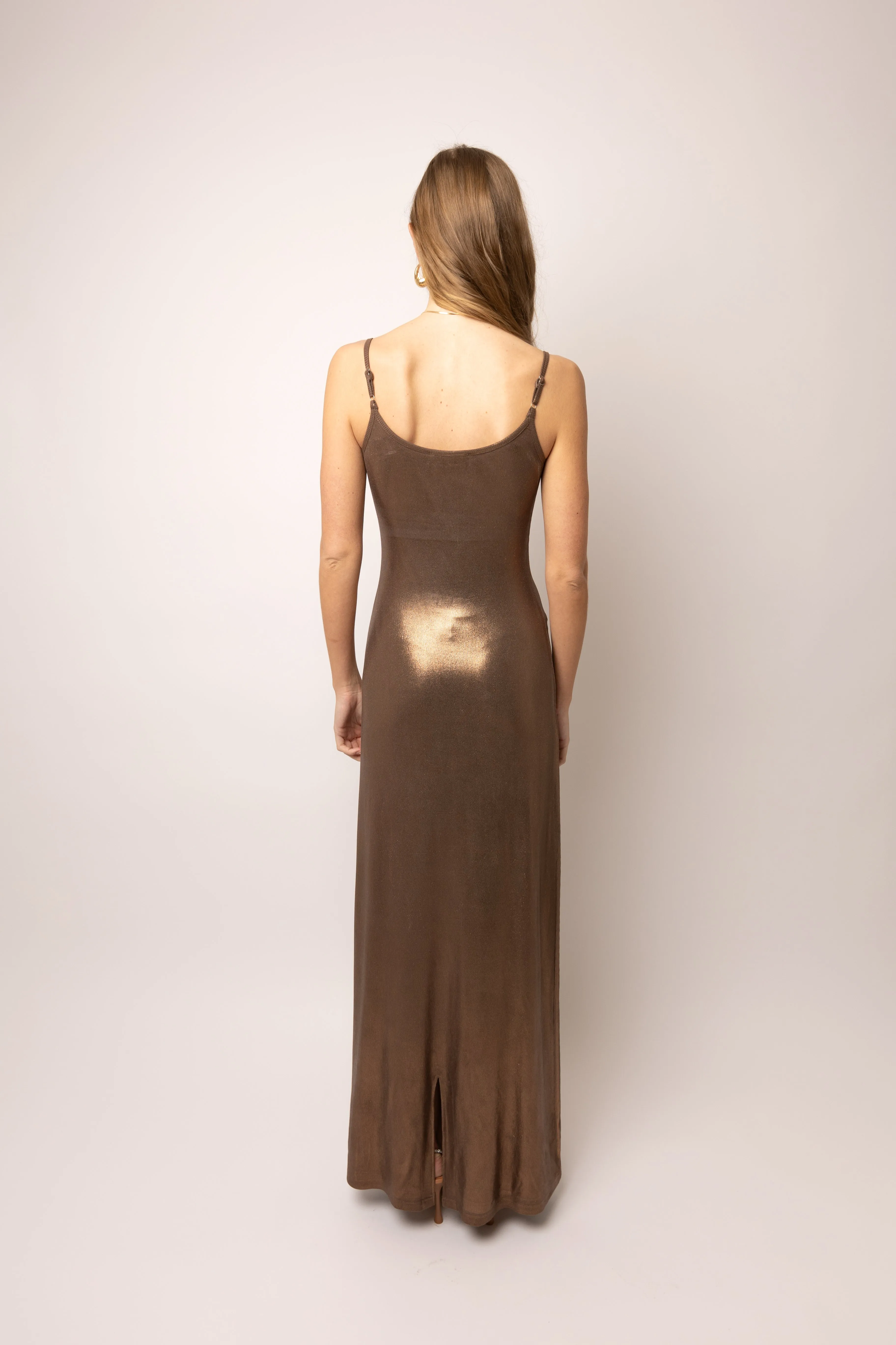 Kimber Brown Metallic Maxi Dress sold by AMYLYNN product image thumbnail 4