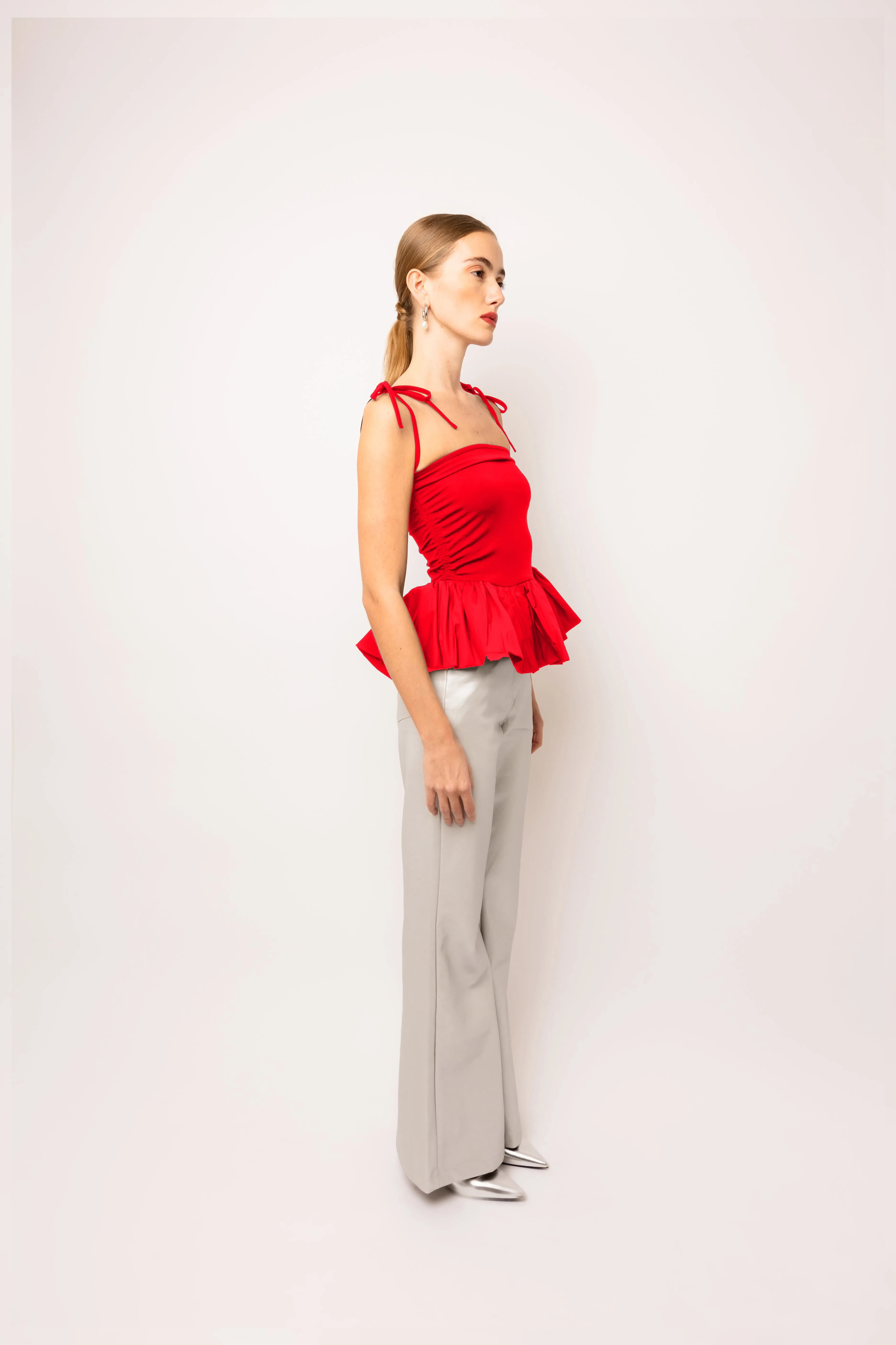 Alexa Pure Cotton Cherry Red Puffball Top sold by AMYLYNN product image thumbnail 5