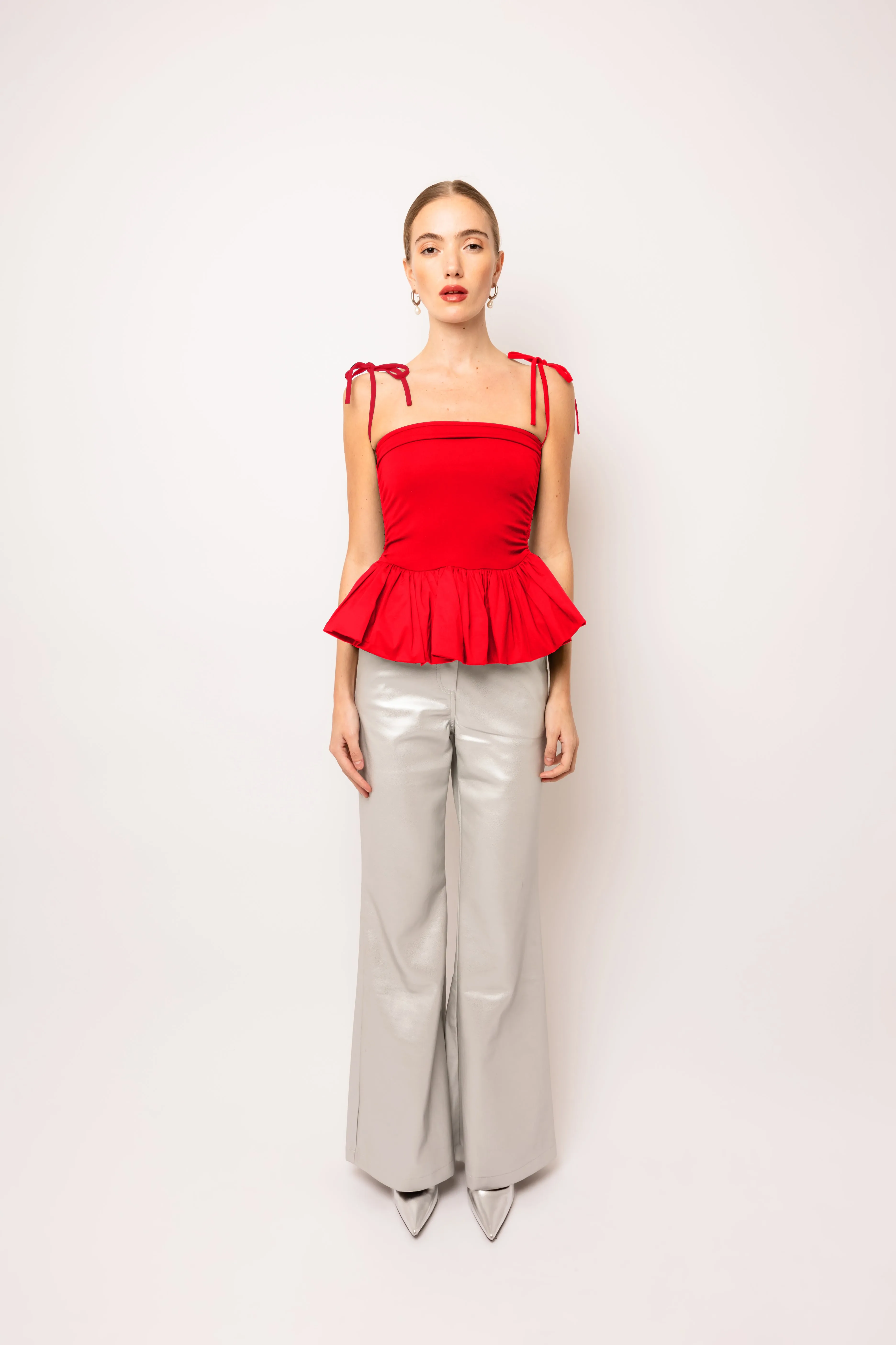 Alexa Pure Cotton Cherry Red Puffball Top sold by AMYLYNN product image thumbnail 3