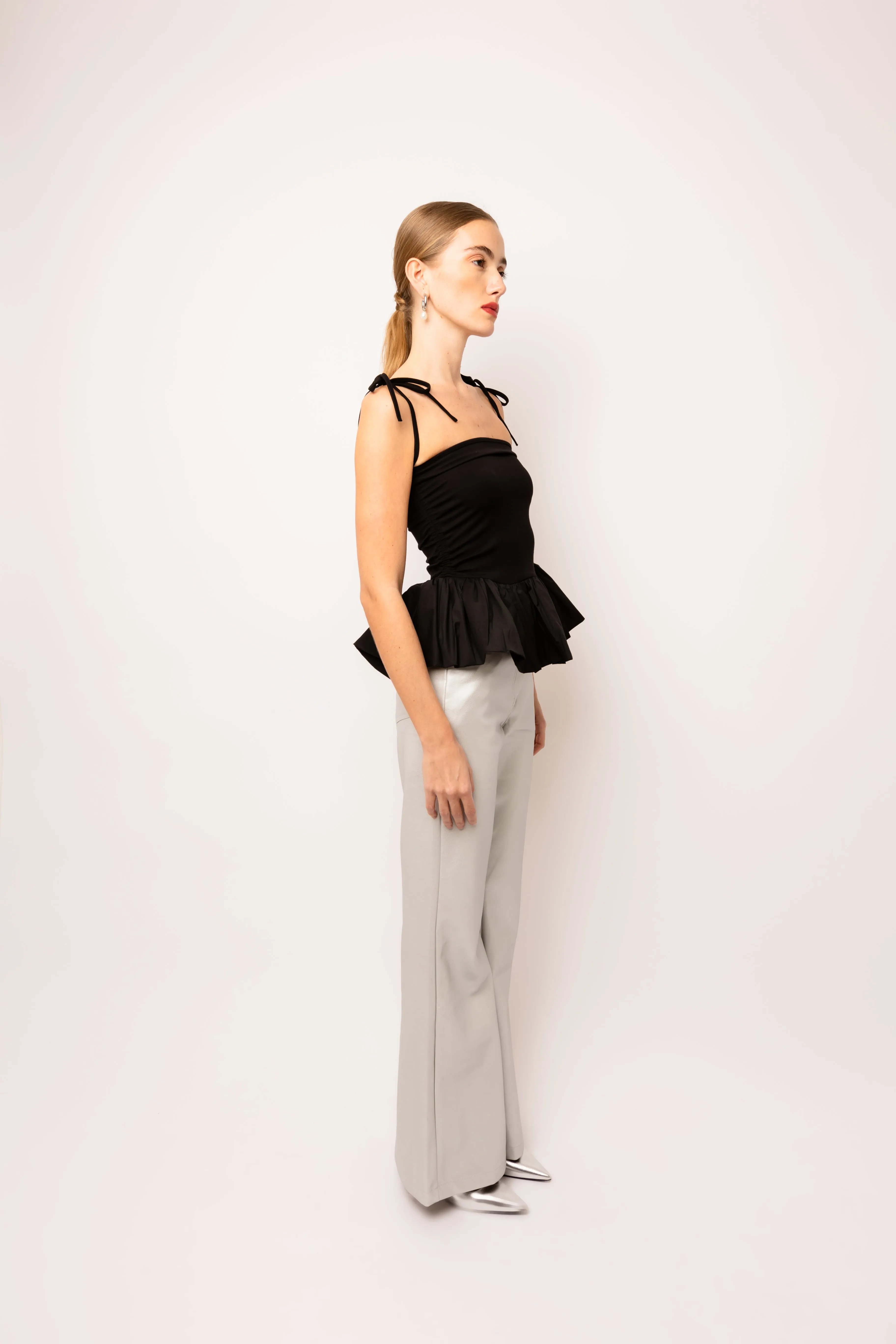 Alexa Rich Cotton Black Puffball Ruffle Top sold by AMYLYNN product image thumbnail 5