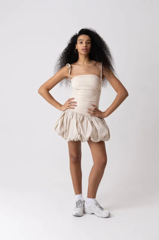 Alexa Pure Cotton Milk Puffball Ultra Mini Dress sold by AMYLYNN
