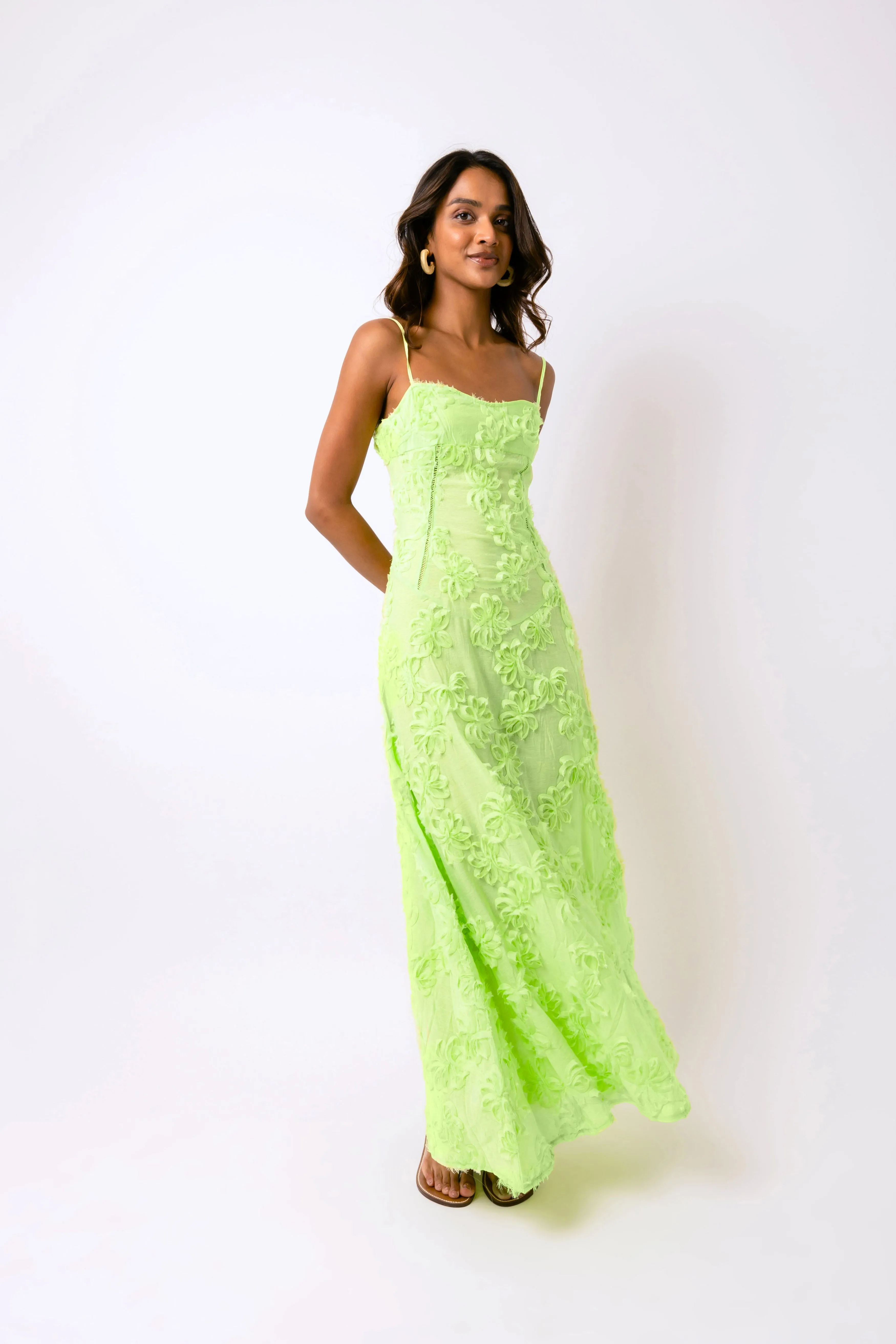 Sofia Chartreuse Green Semi Sheer Maxi Dress sold by AMYLYNN product image thumbnail 5