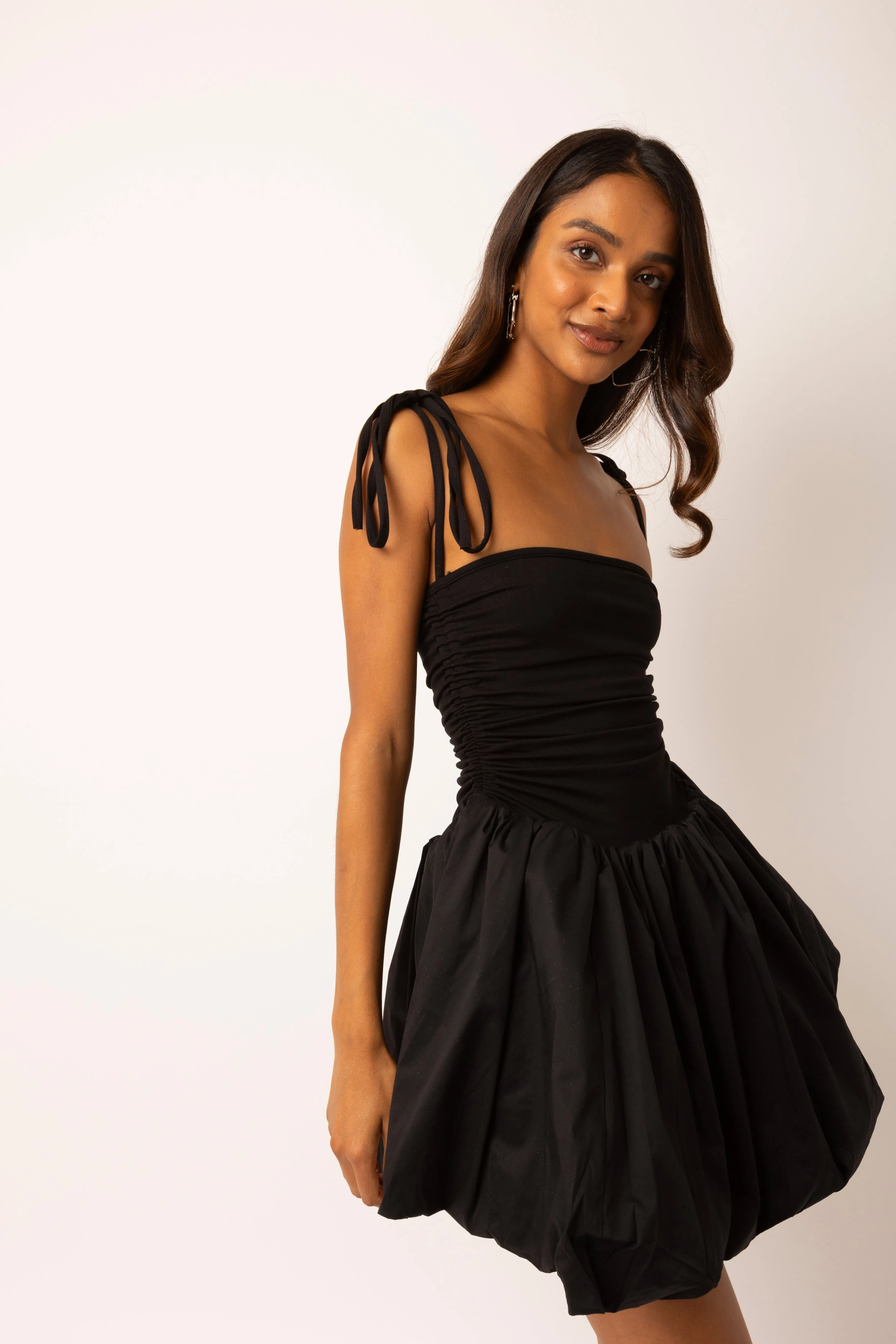 Alexa Cotton Black Puffball Mini Dress sold by AMYLYNN product image thumbnail 3