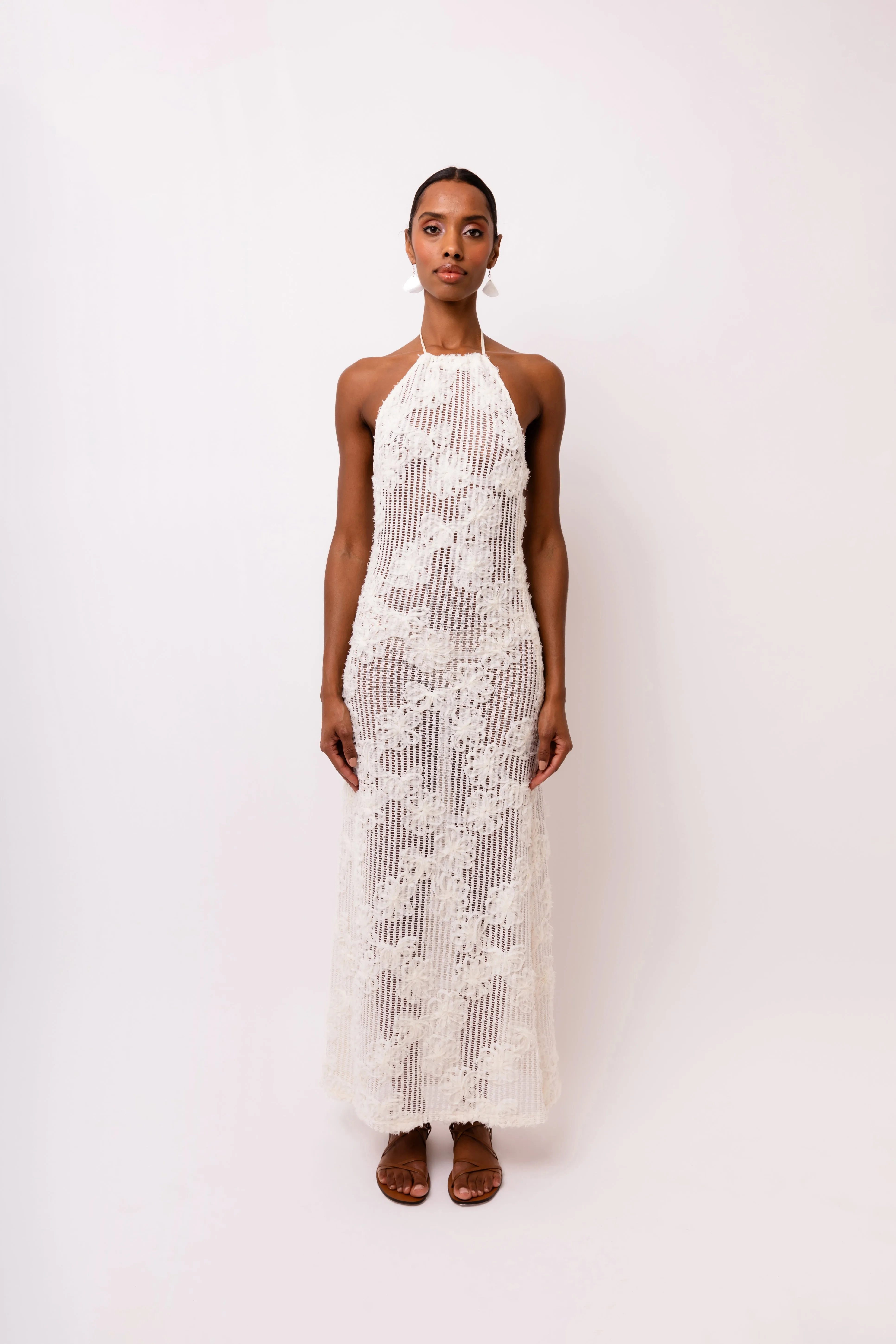 Cici Pure Cotton Cream Floral Crochet Maxi Dress sold by AMYLYNN product image thumbnail 2