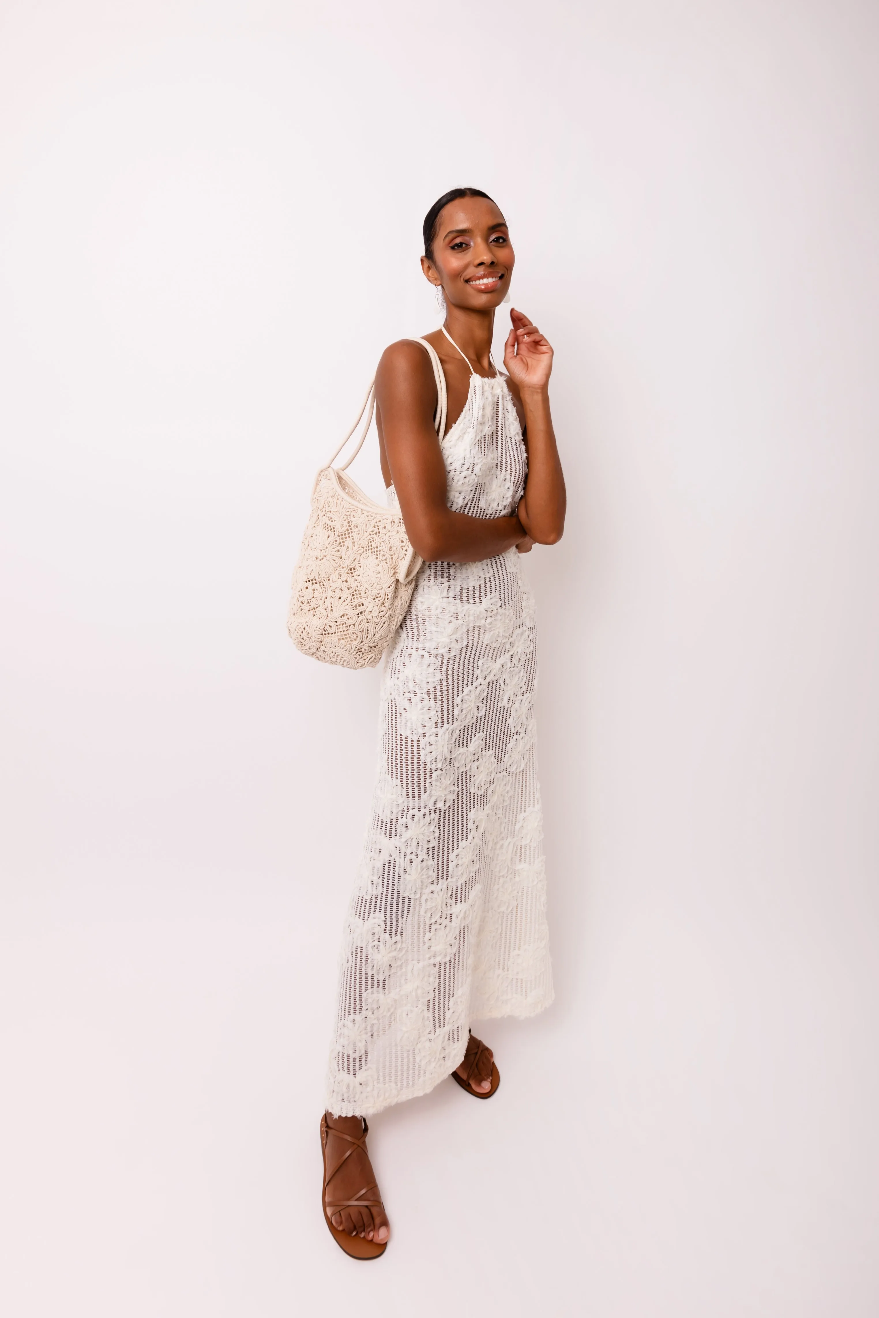 Cici Pure Cotton Cream Floral Crochet Maxi Dress sold by AMYLYNN product image thumbnail 5