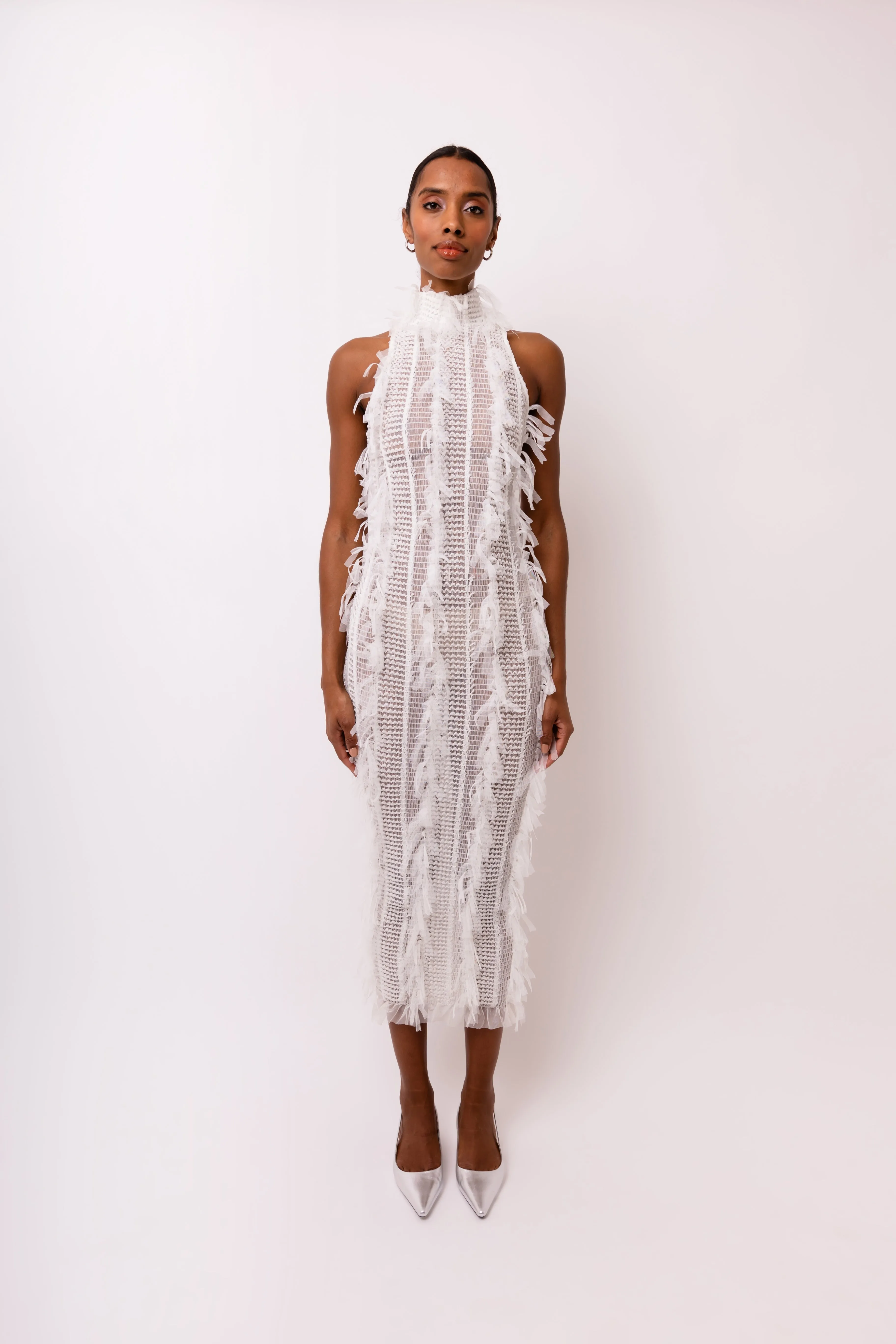 Calla White Midi Dress sold by AMYLYNN