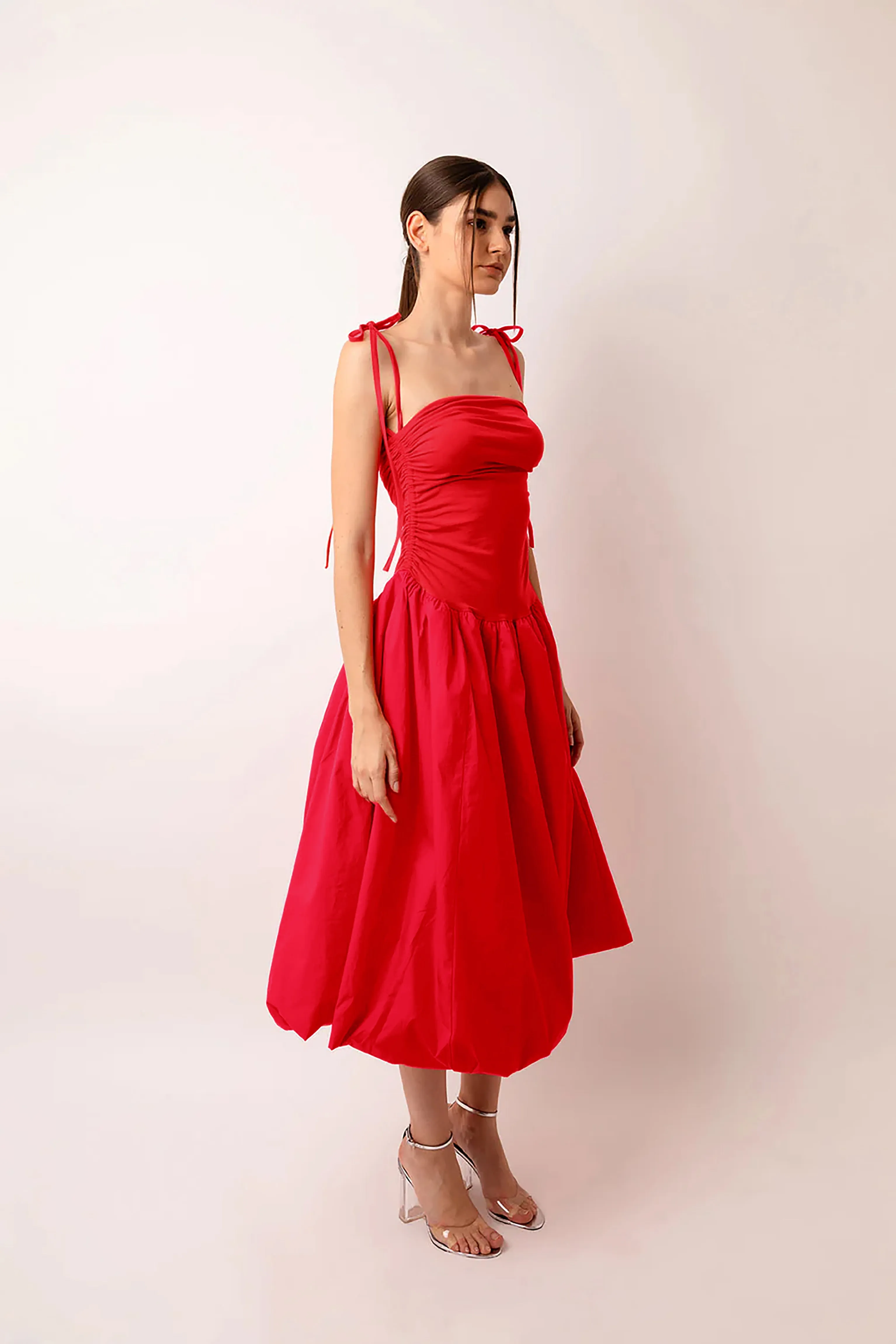 Alexa Cherry Red Puffball Dress sold by AMYLYNN product image thumbnail 3